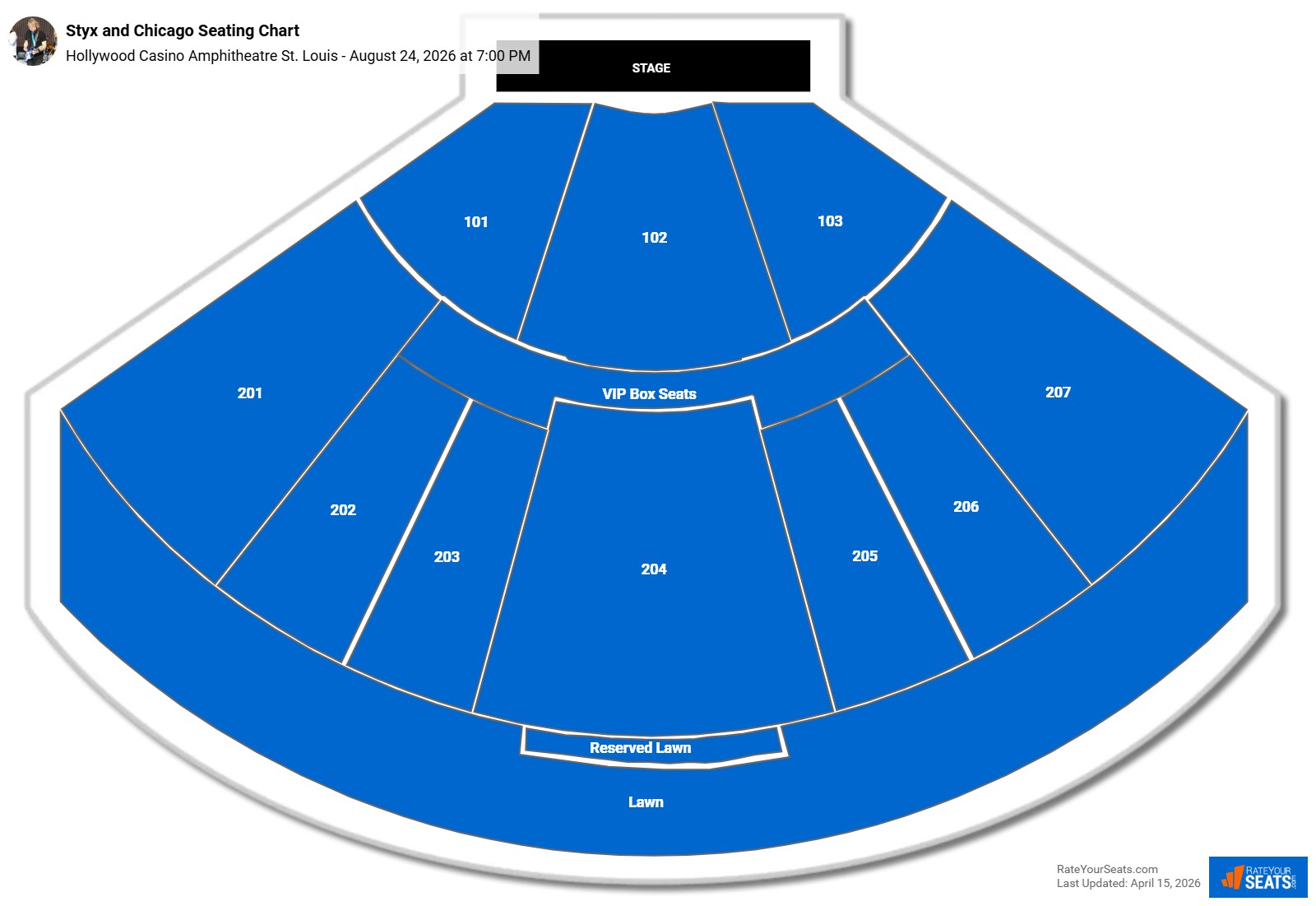 Styx and Chicago Seating Chart at Hollywood Casino Amphitheatre St. Louis