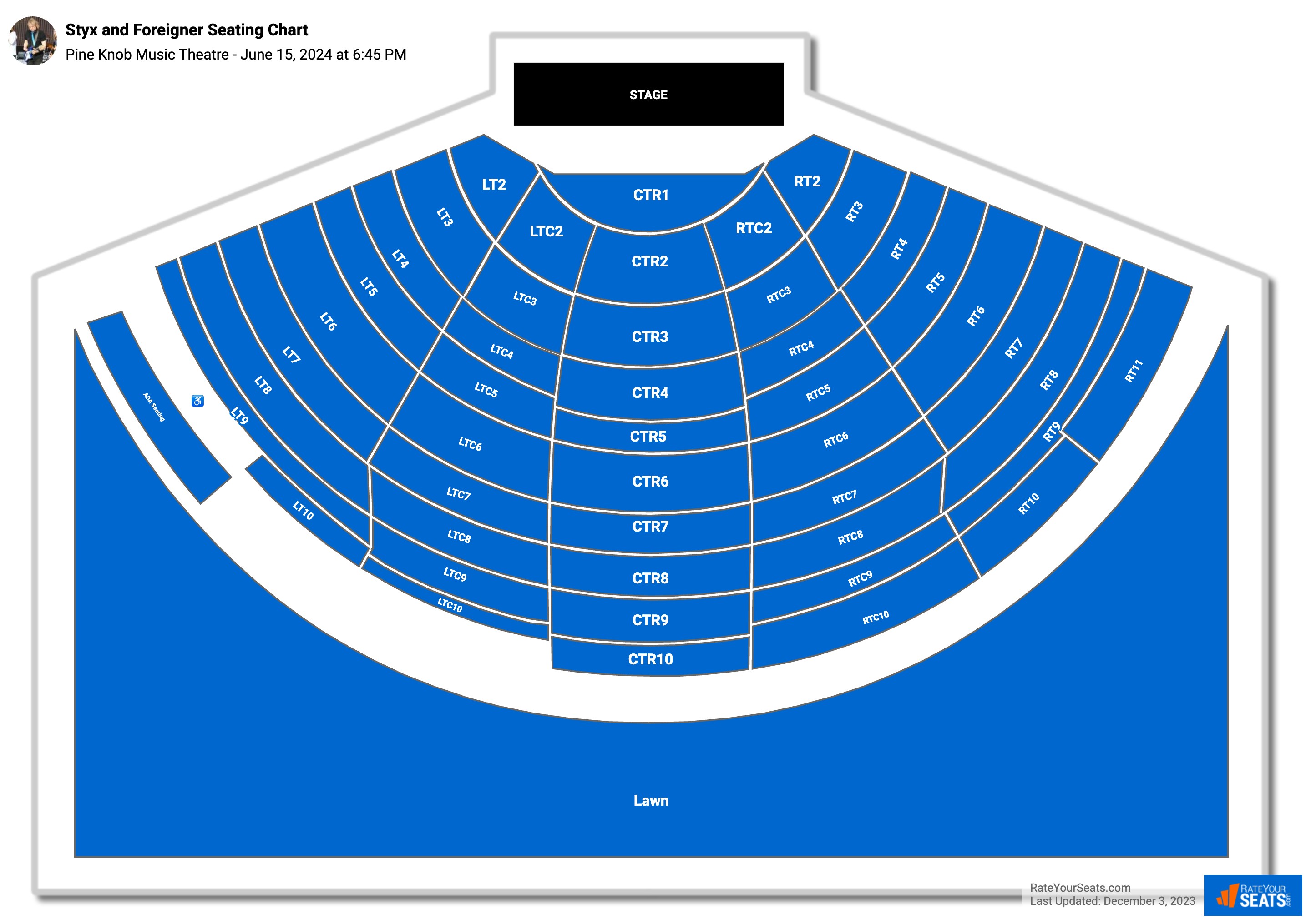 Styx and Foreigner seating chart Pine Knob Music Theatre