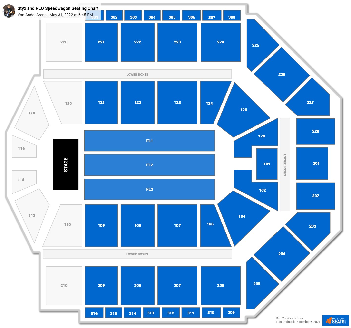 Styx and REO Speedwagon seating chart Van Andel Arena