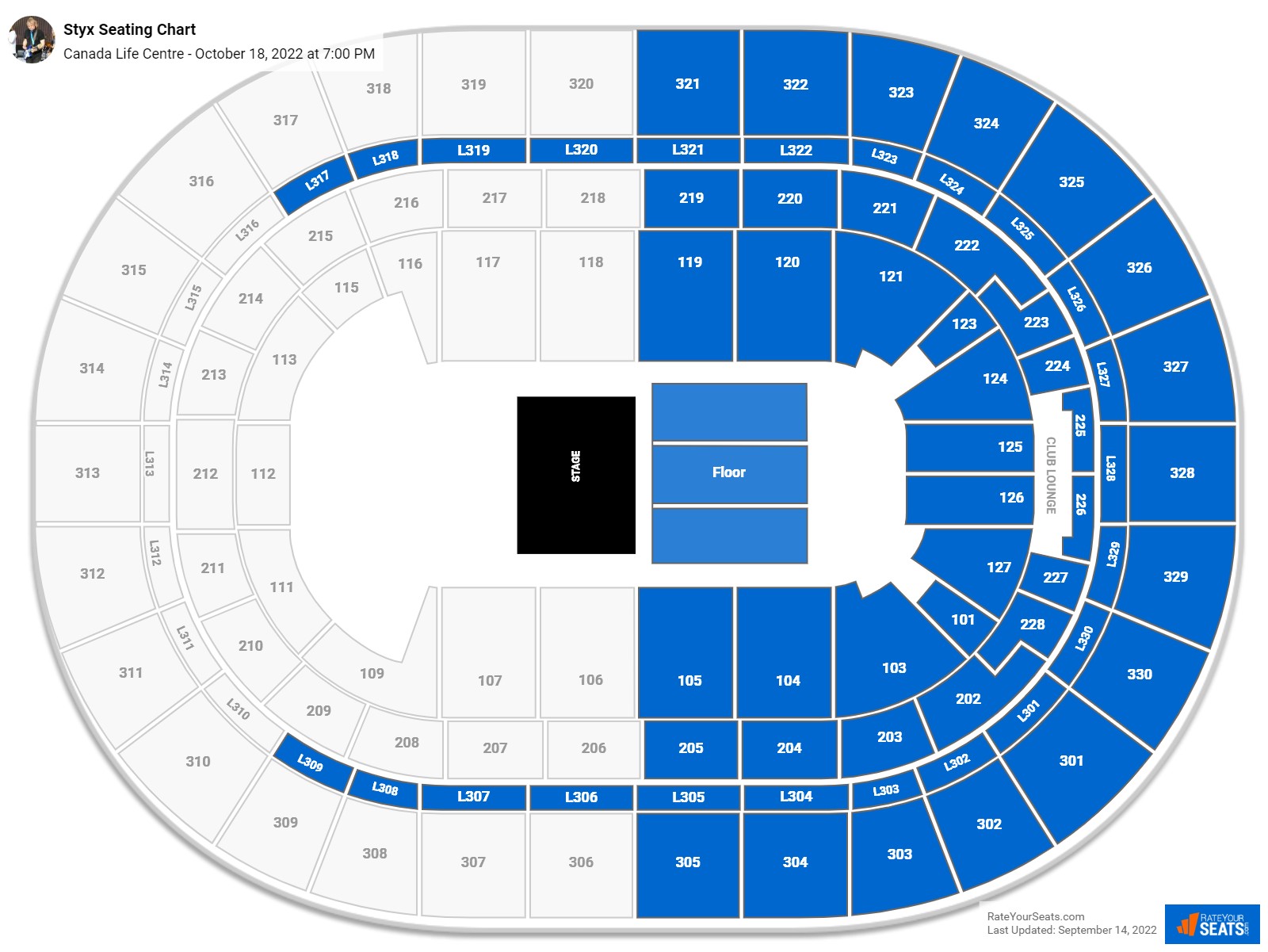 Styx seating chart Canada Life Centre