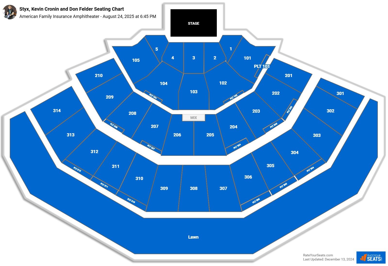 Styx, Kevin Cronin and Don Felder seating chart American Family Insurance Amphitheater