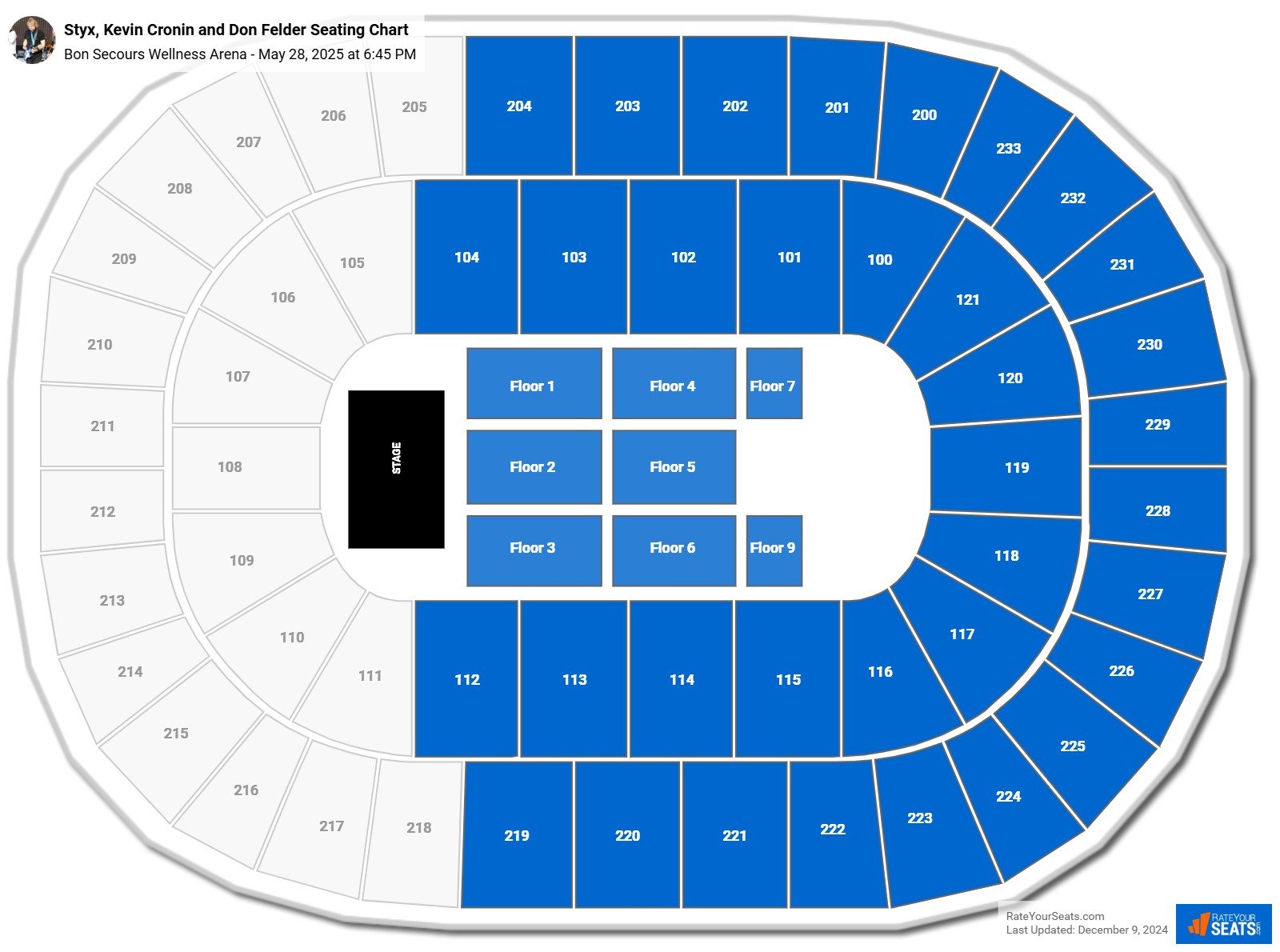 Styx, Kevin Cronin and Don Felder seating chart Bon Secours Wellness Arena