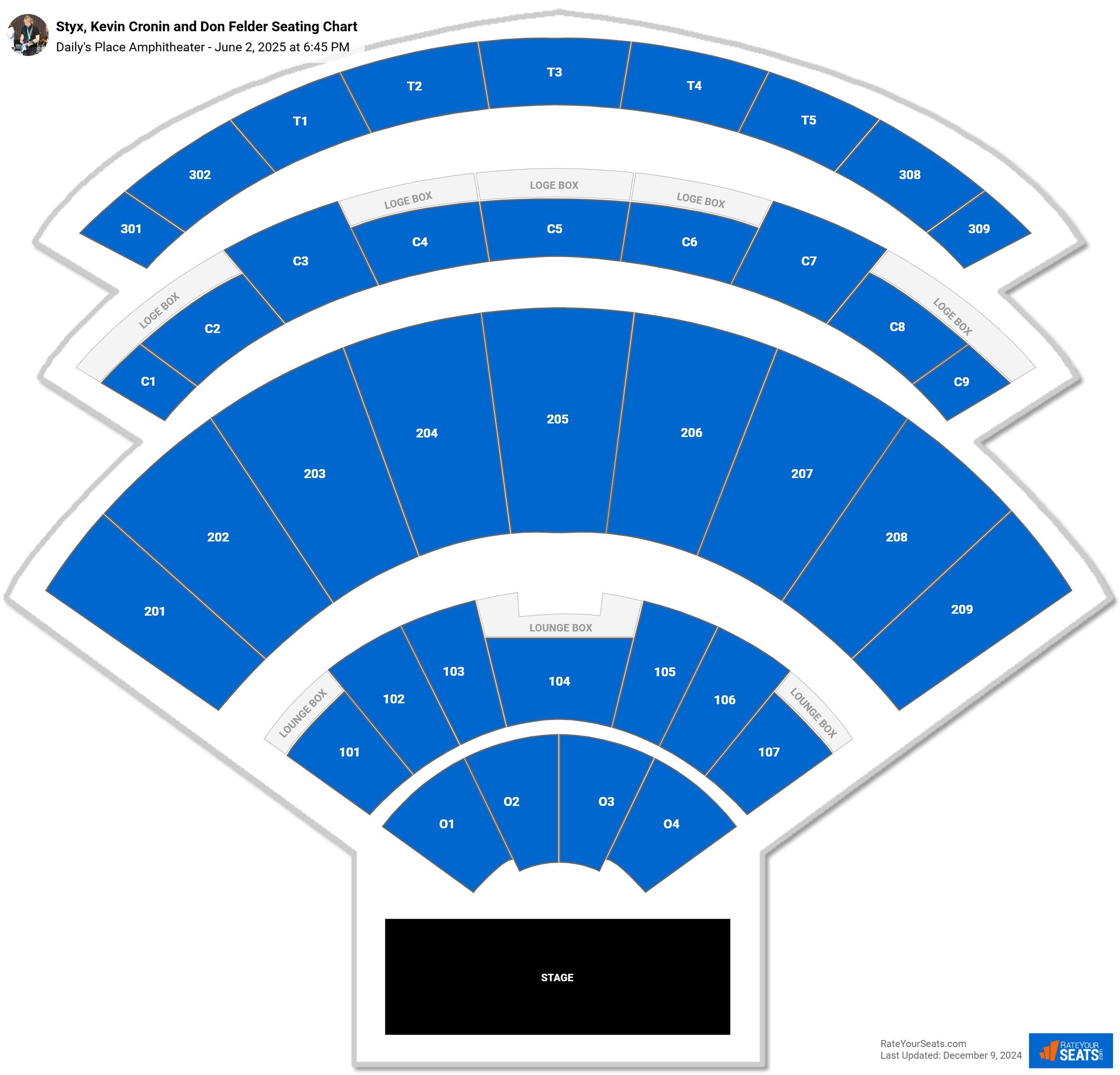 Styx, Kevin Cronin and Don Felder seating chart Daily