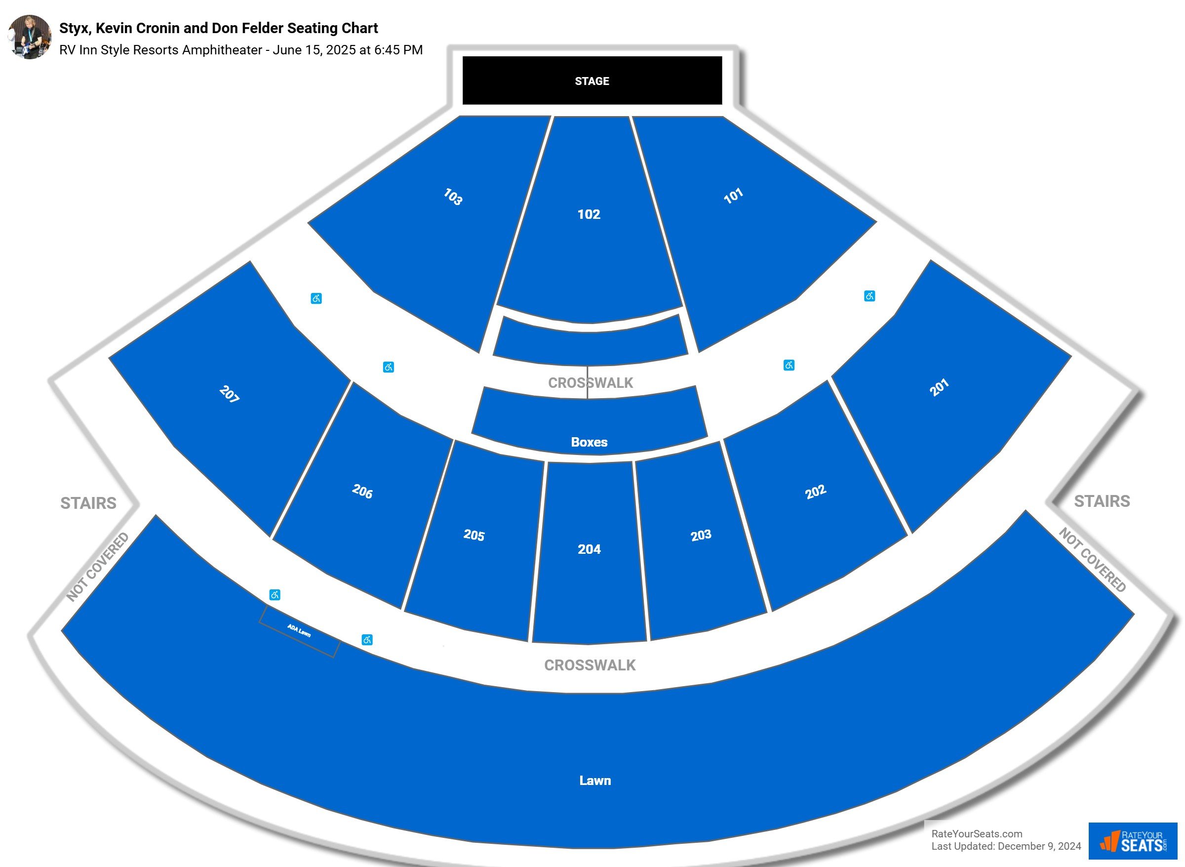 Styx, Kevin Cronin and Don Felder seating chart Cascades Amphitheater