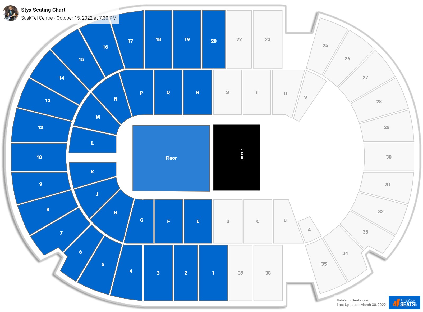 Styx seating chart SaskTel Centre