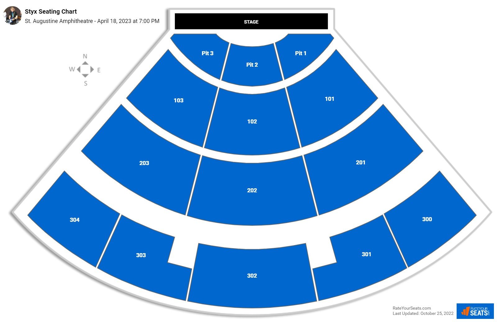 Styx seating chart St. Augustine Amphitheatre