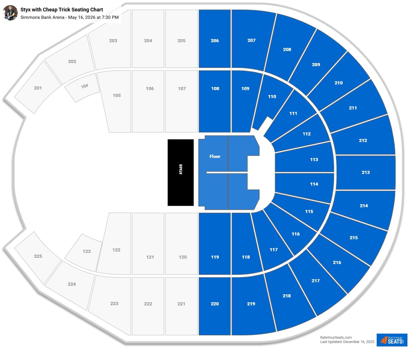 Styx with Cheap Trick seating chart Simmons Bank Arena