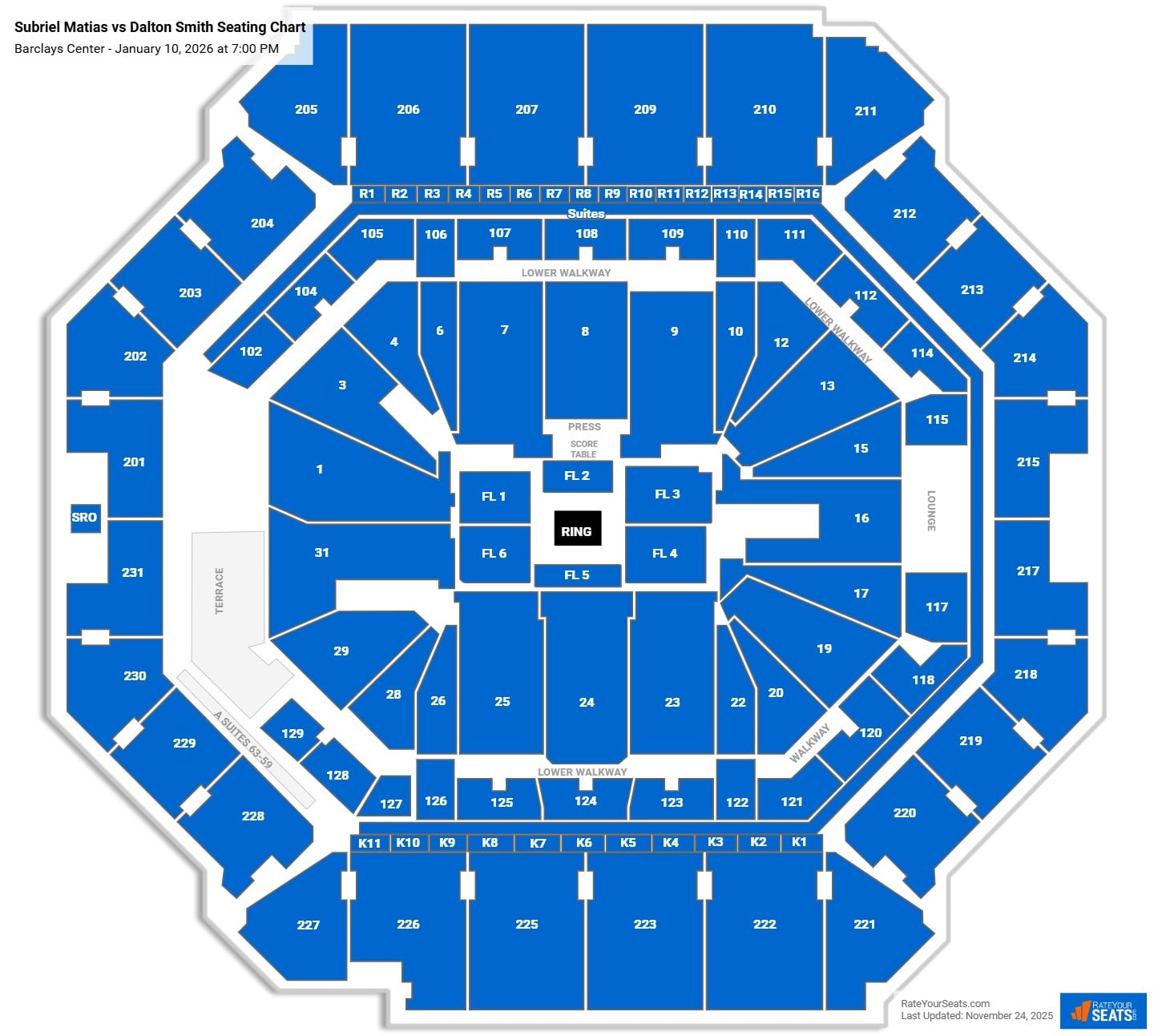Subriel Matias vs Dalton Smith seating chart Barclays Center