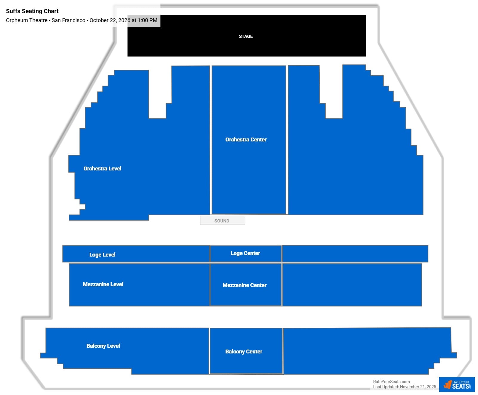 Suffs seating chart Orpheum Theatre - San Francisco