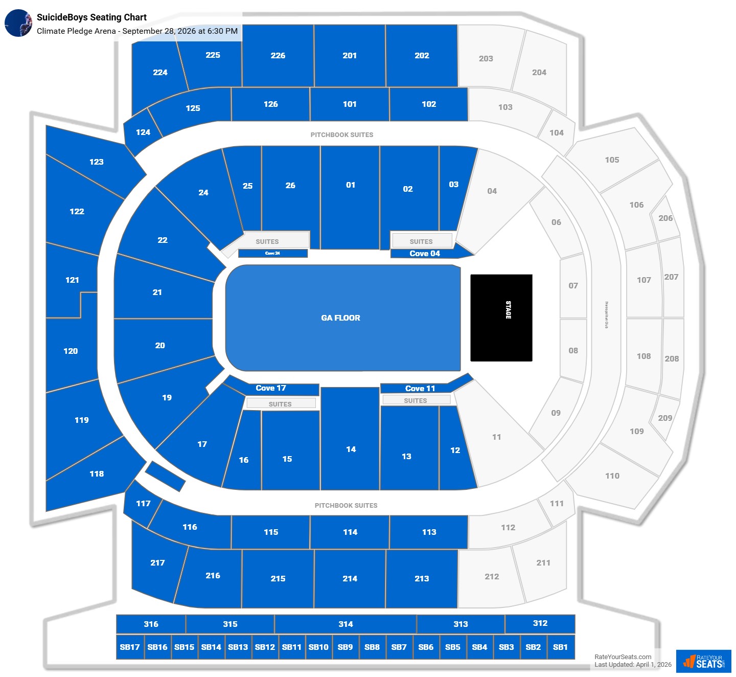 SuicideBoys seating chart Climate Pledge Arena