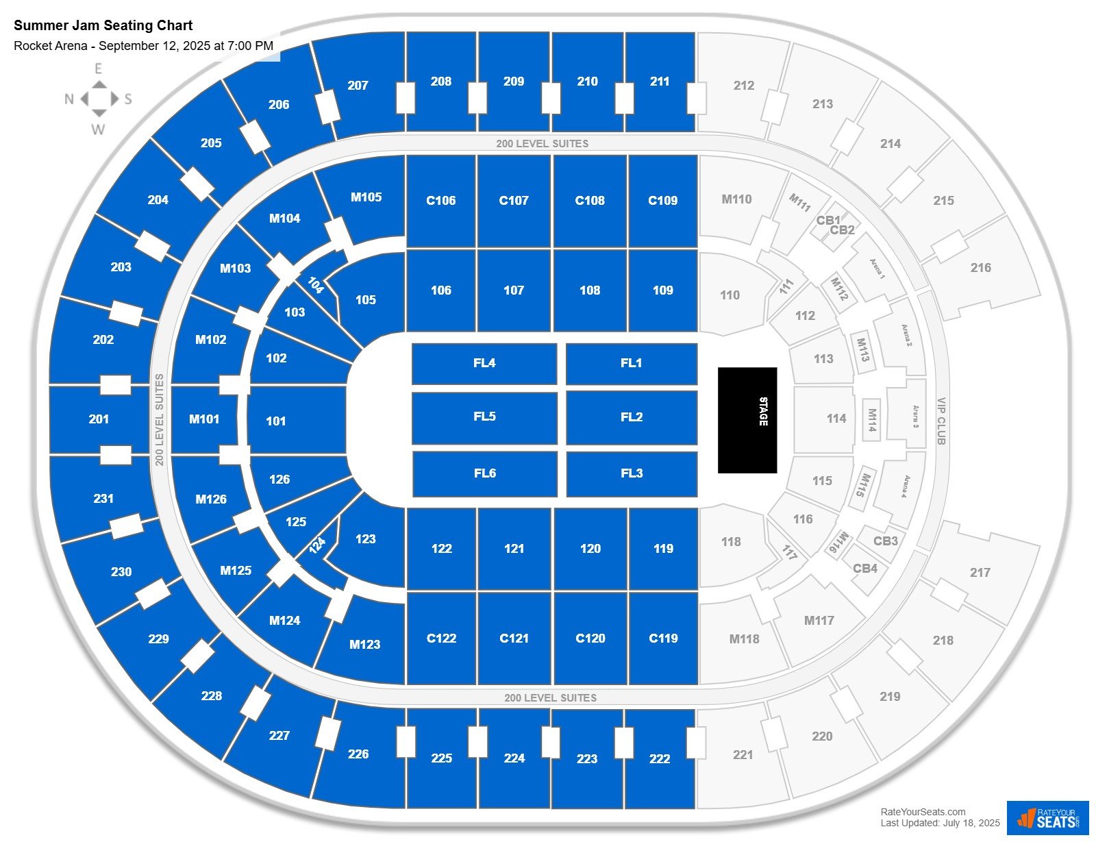Summer Jam seating chart Rocket Arena