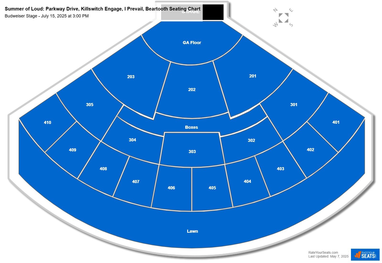 Summer of Loud: Parkway Drive, Killswitch Engage, I Prevail, Beartooth seating chart Budweiser Stage