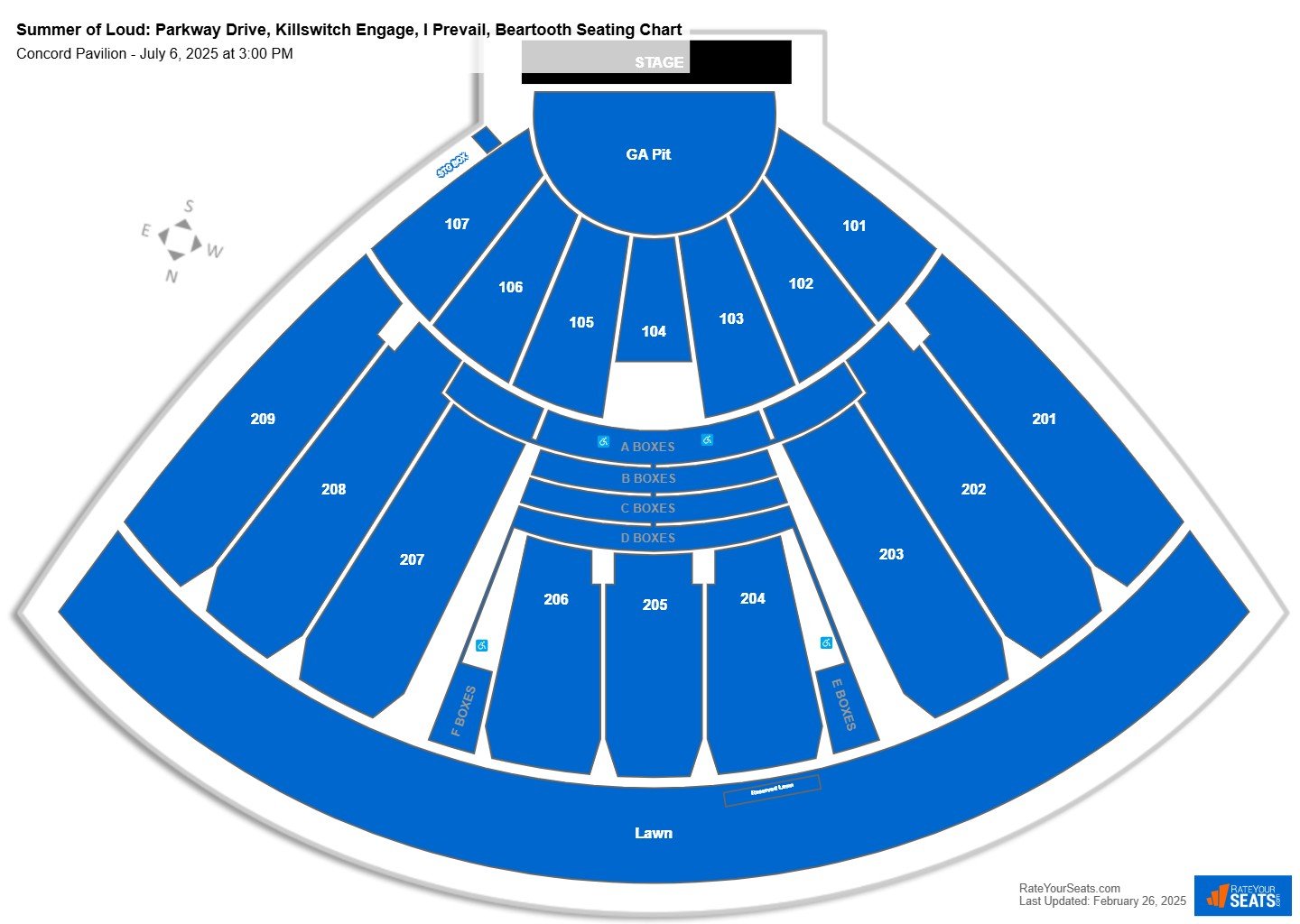 Summer of Loud: Parkway Drive, Killswitch Engage, I Prevail, Beartooth seating chart Concord Pavilion