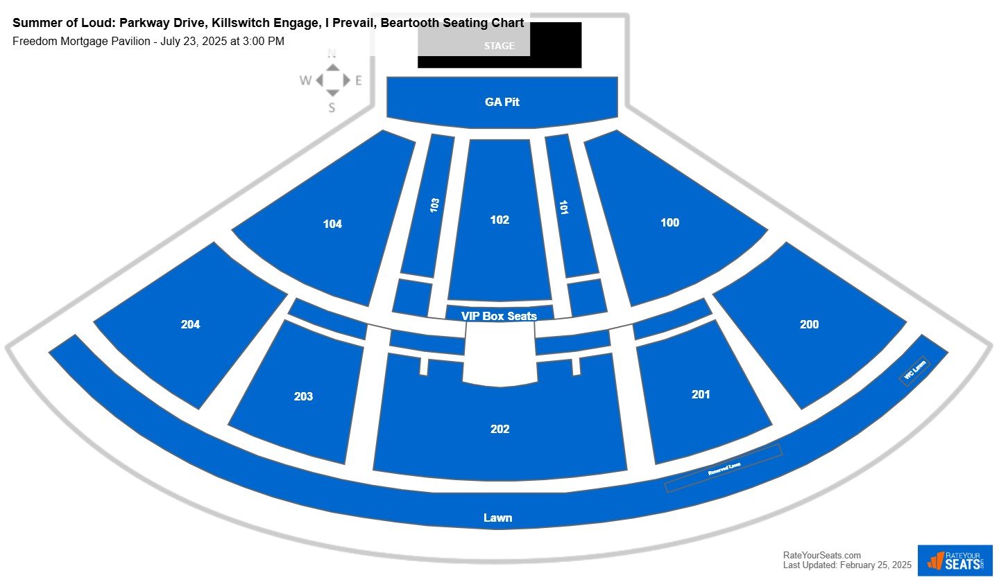 Summer of Loud: Parkway Drive, Killswitch Engage, I Prevail, Beartooth seating chart Freedom Mortgage Pavilion