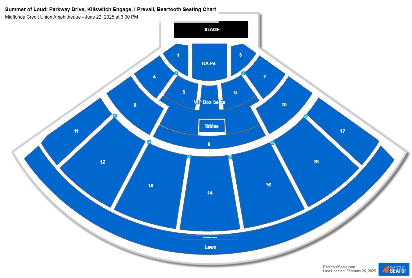 Summer of Loud: Parkway Drive, Killswitch Engage, I Prevail, Beartooth seating chart Midflorida Credit Union Amphitheatre