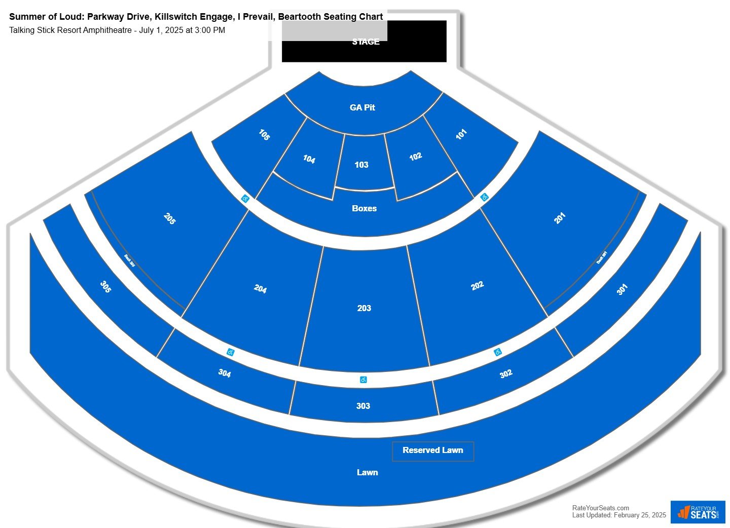 Summer of Loud: Parkway Drive, Killswitch Engage, I Prevail, Beartooth seating chart Talking Stick Resort Amphitheatre