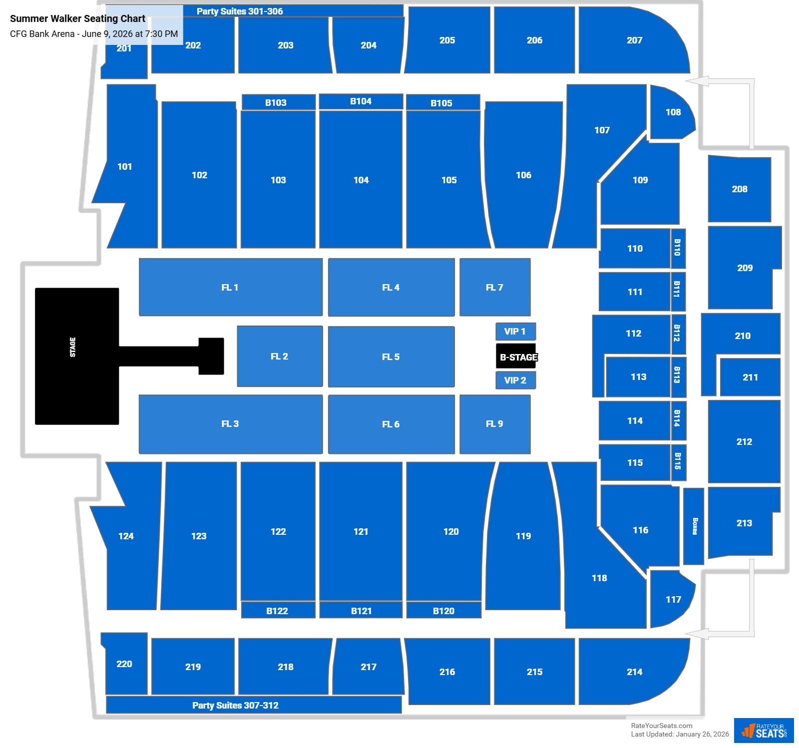Summer Walker seating chart CFG Bank Arena