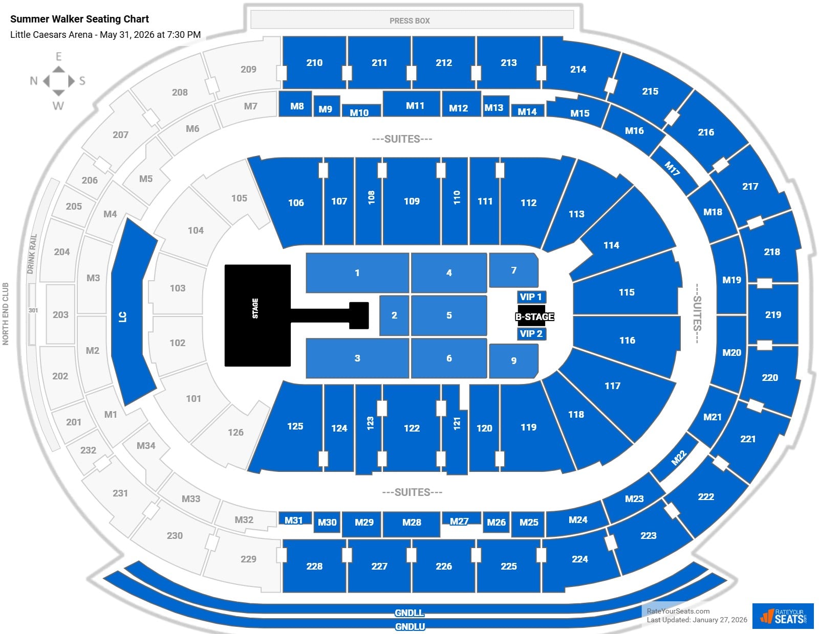 Summer Walker seating chart Little Caesars Arena