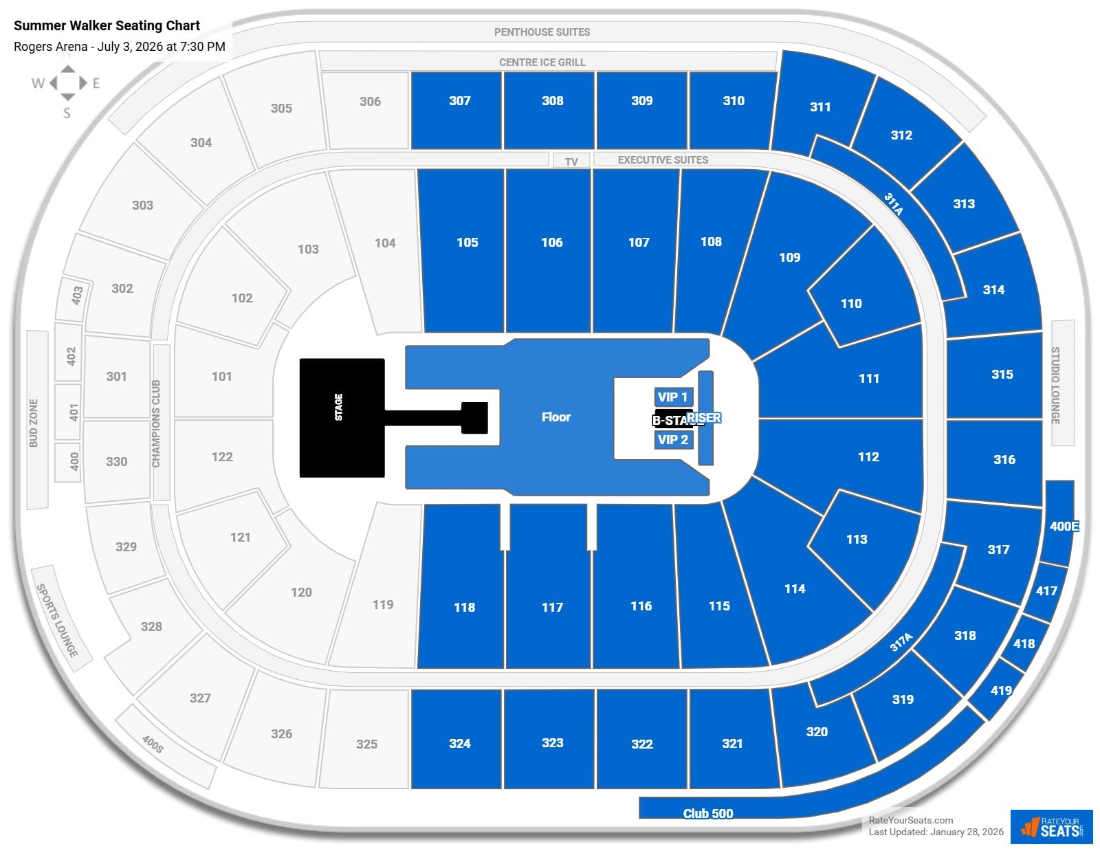 Summer Walker seating chart Rogers Arena