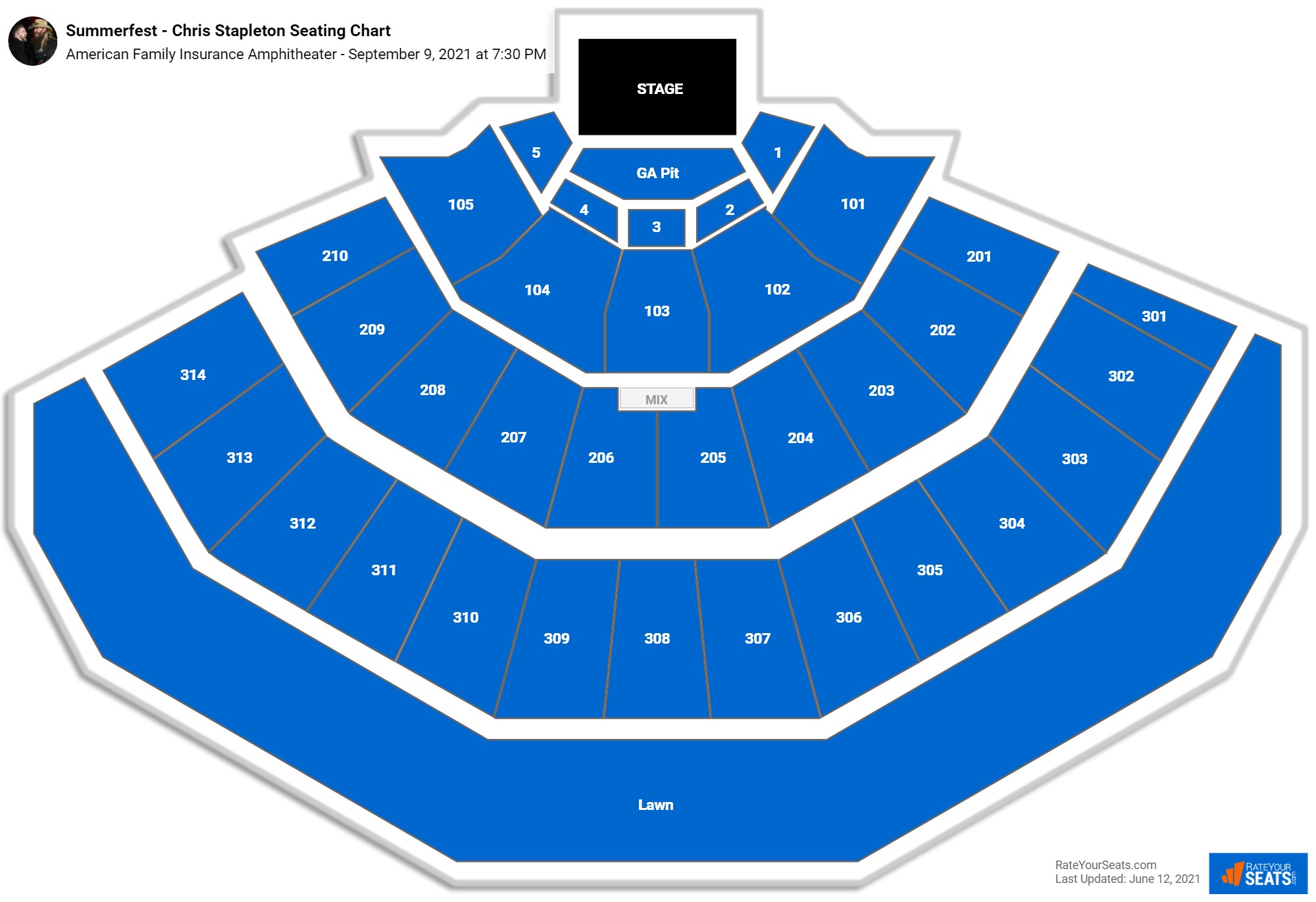 Summerfest - Chris Stapleton seating chart American Family Insurance Amphitheater