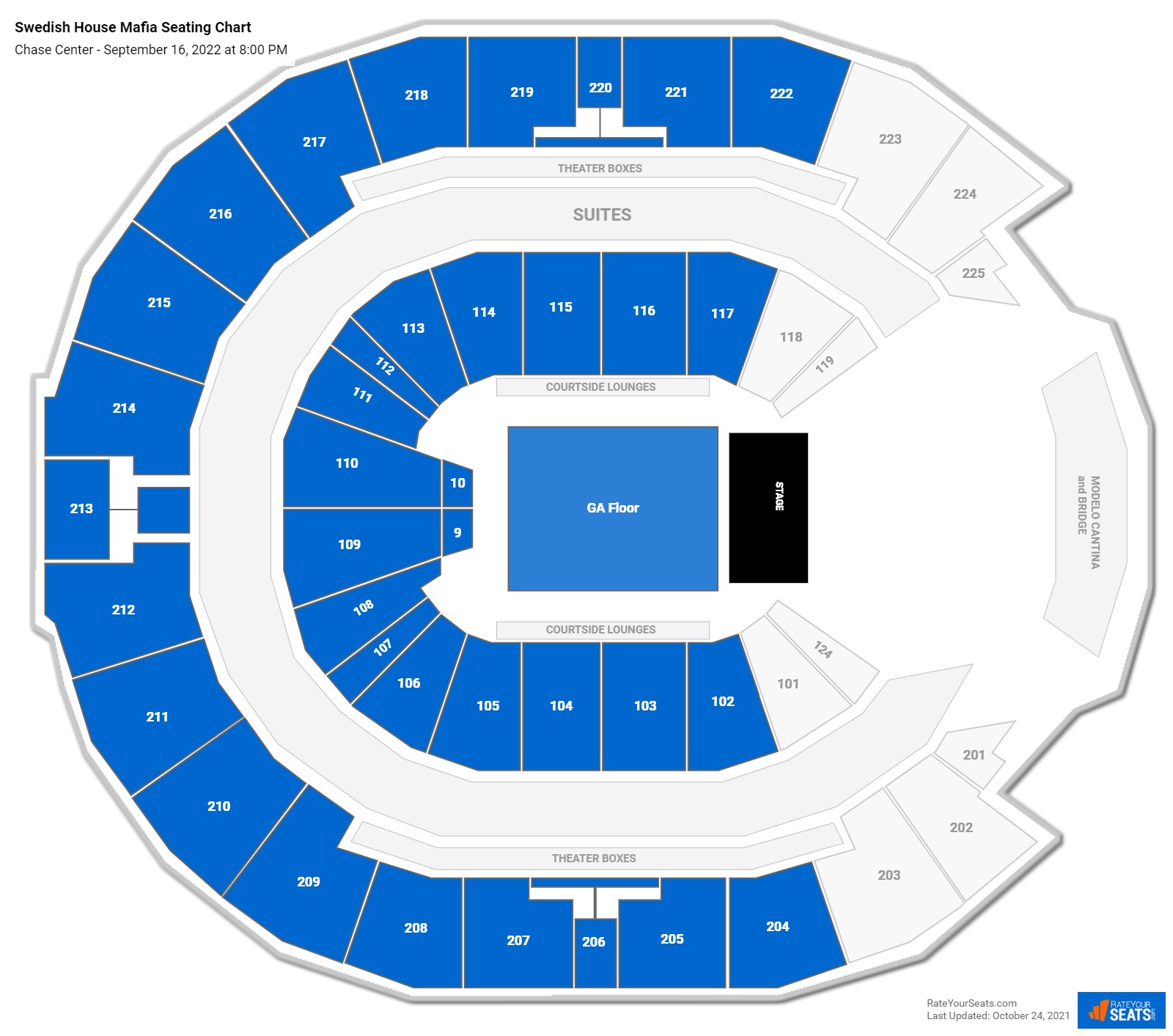 Swedish House Mafia seating chart Chase Center