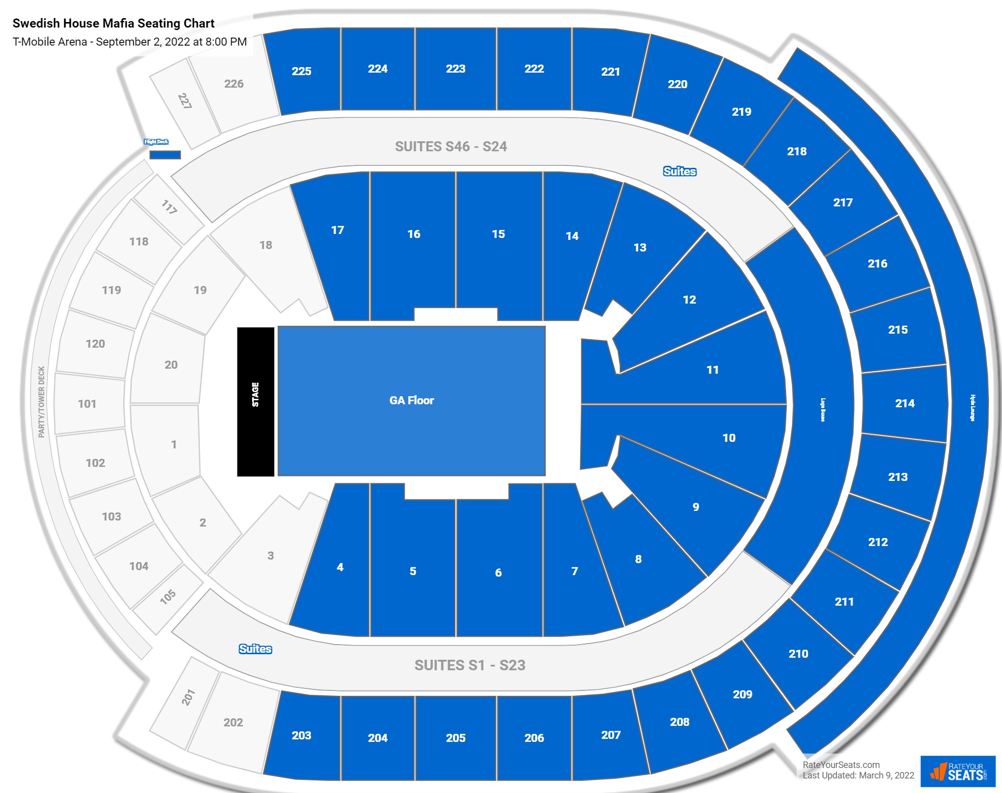 Swedish House Mafia seating chart T-Mobile Arena