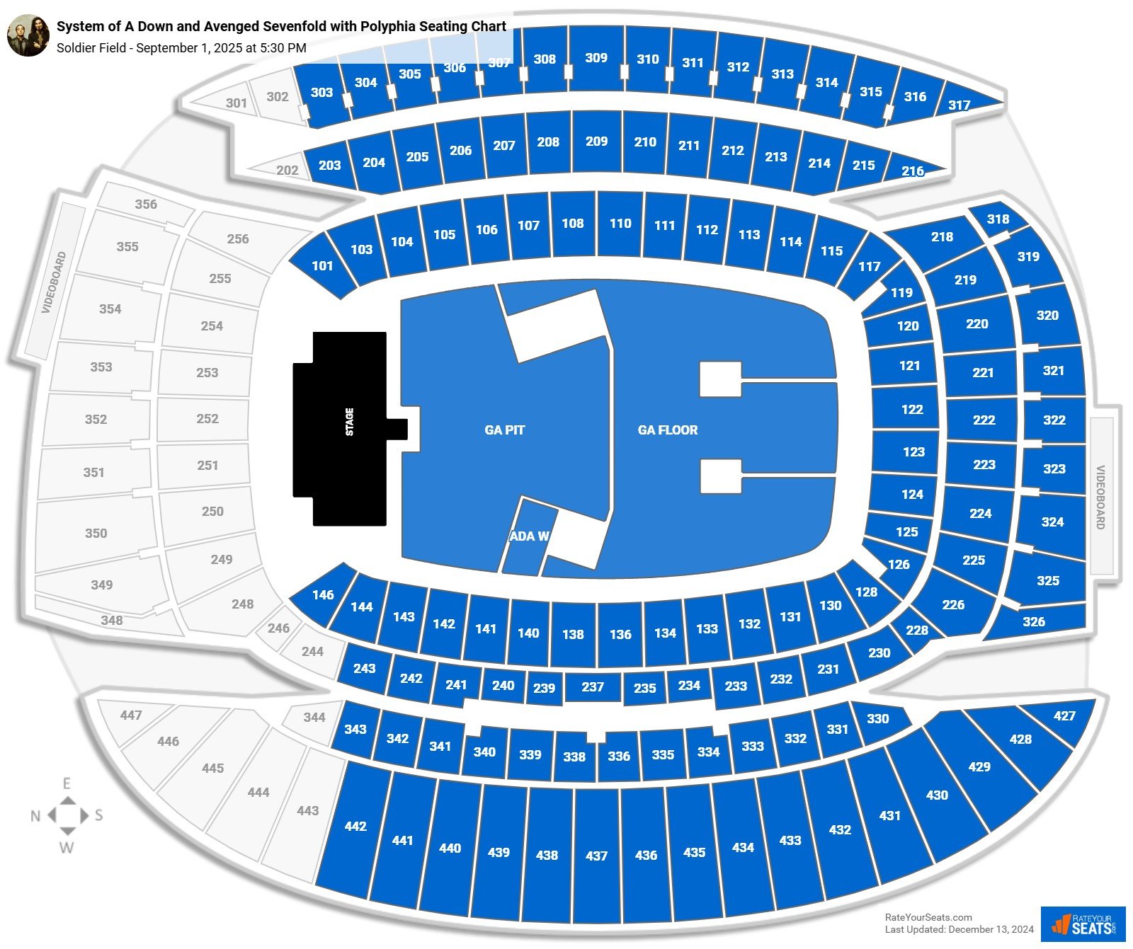 System of A Down and Avenged Sevenfold with Polyphia seating chart Soldier Field