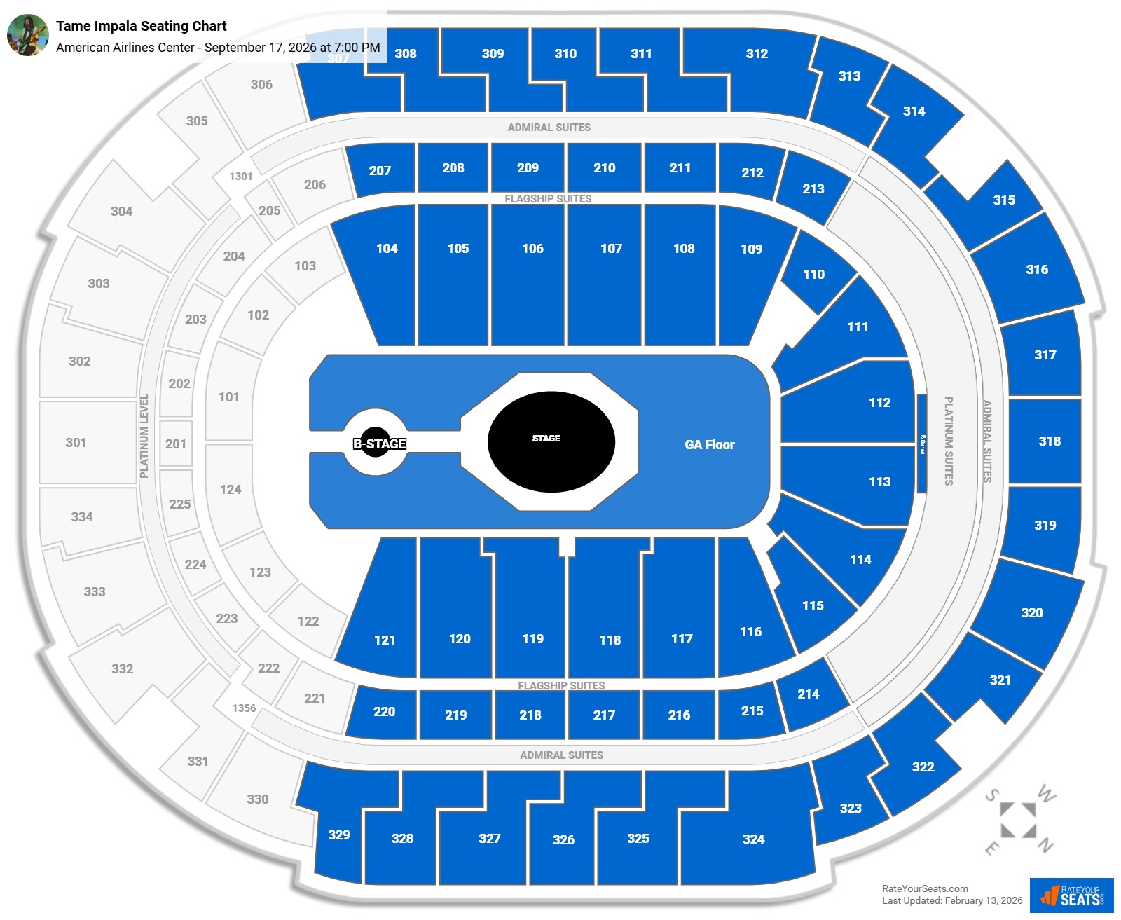 Tame Impala seating chart American Airlines Center