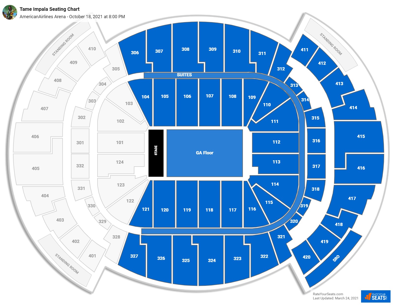 Tame Impala seating chart AmericanAirlines Arena