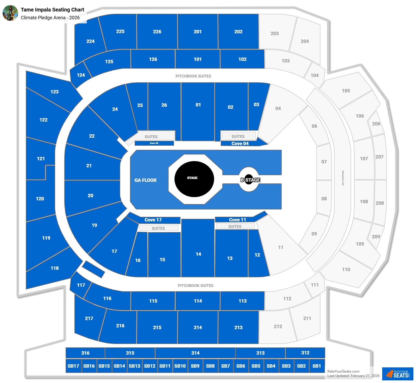 Tame Impala seating chart Climate Pledge Arena