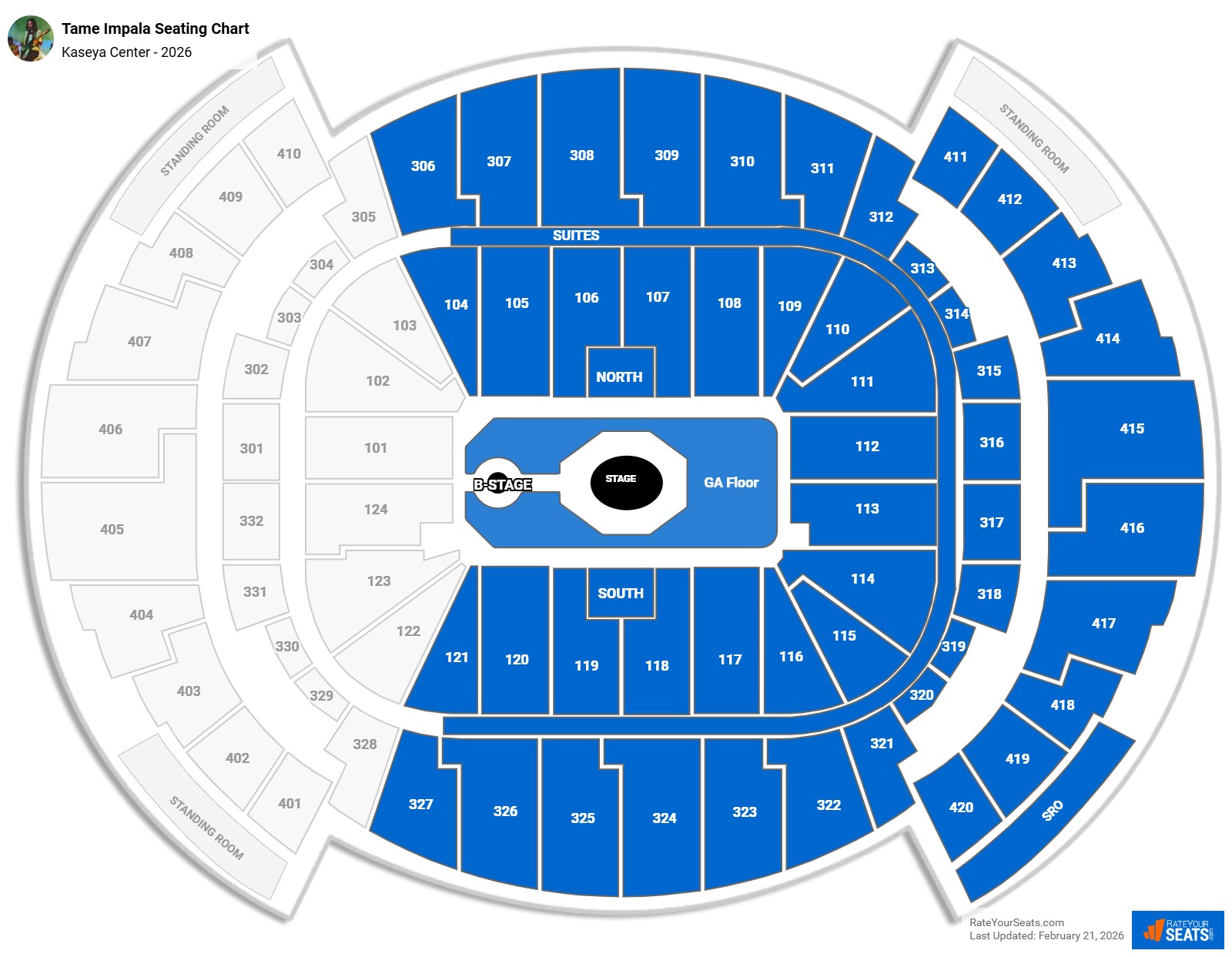 Tame Impala seating chart Kaseya Center