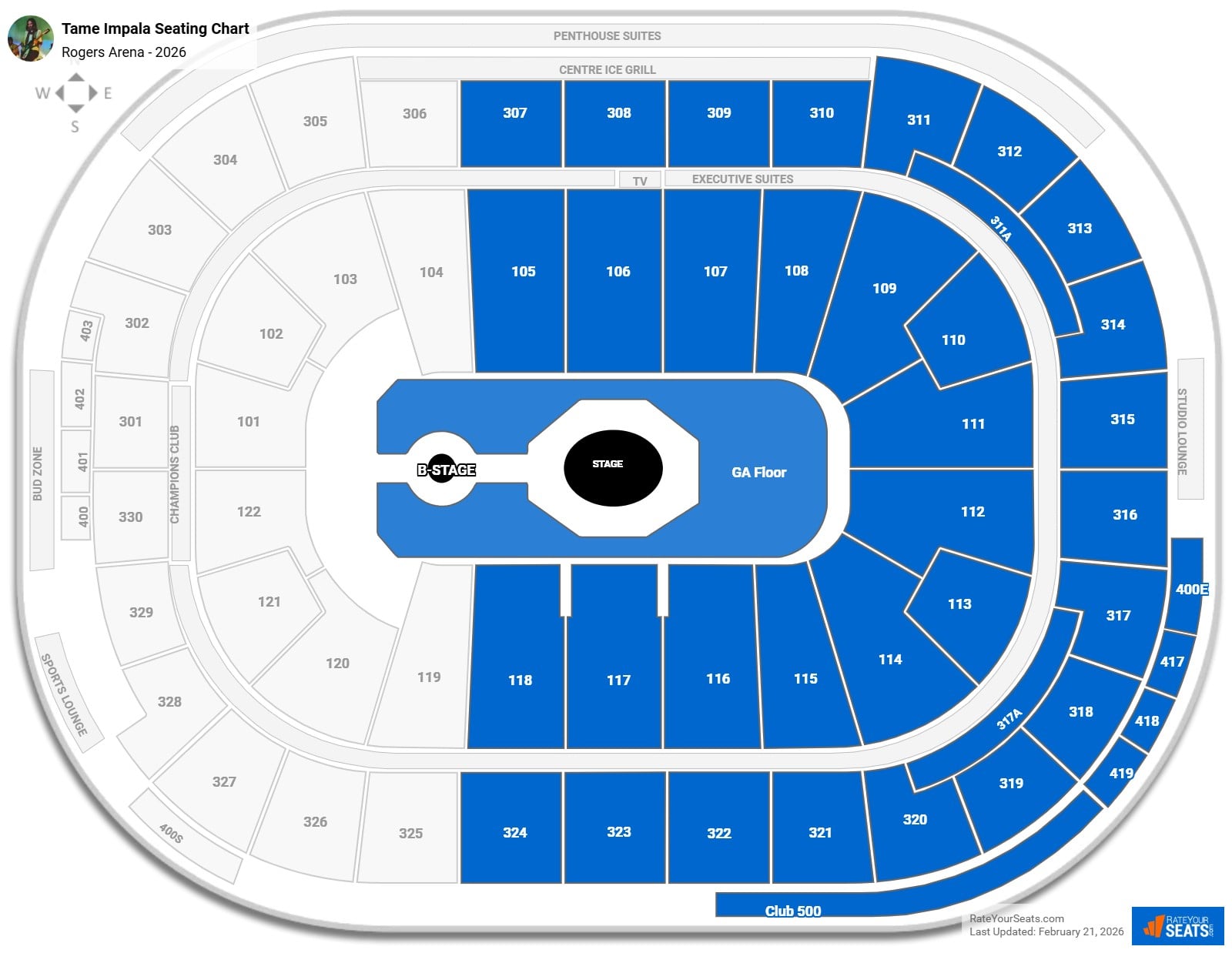 Tame Impala seating chart Rogers Arena
