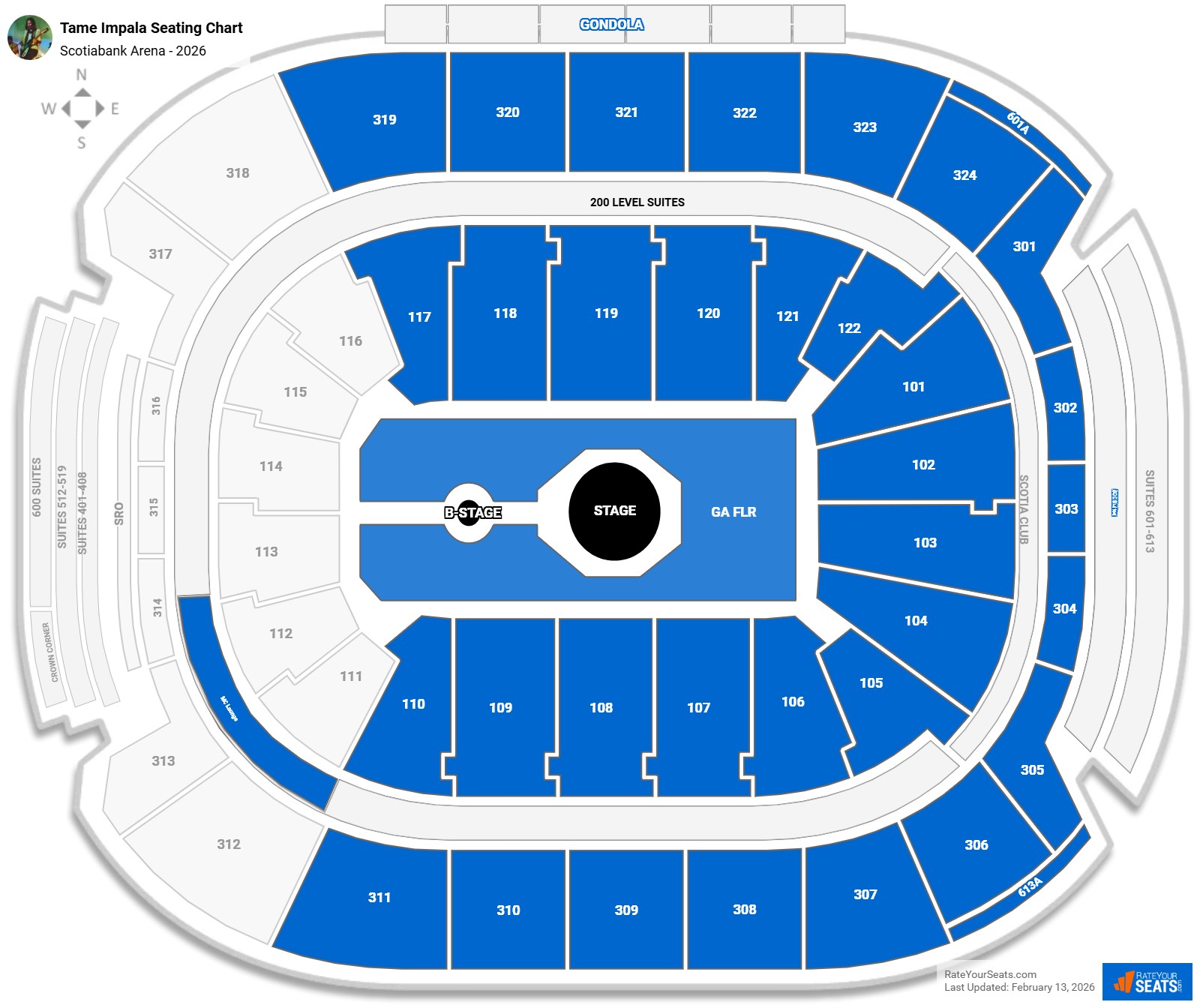 Tame Impala seating chart Scotiabank Arena