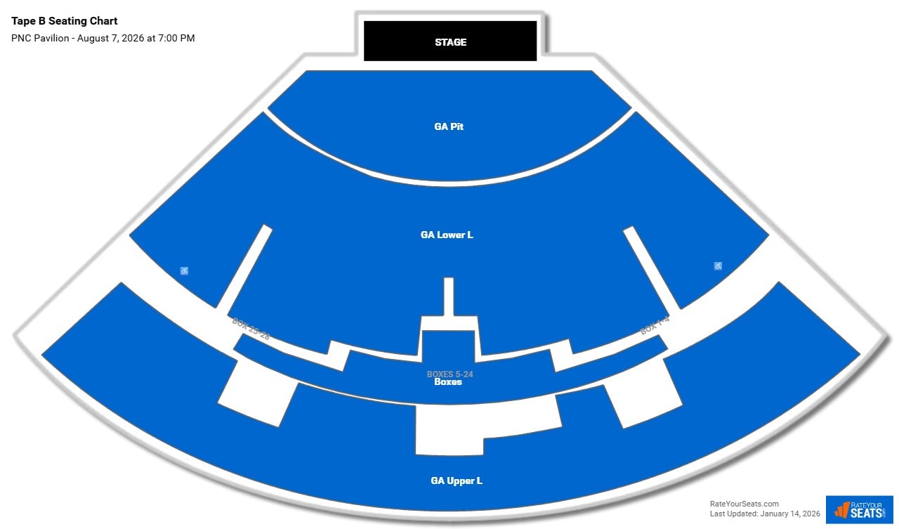 Tape B seating chart PNC Pavilion