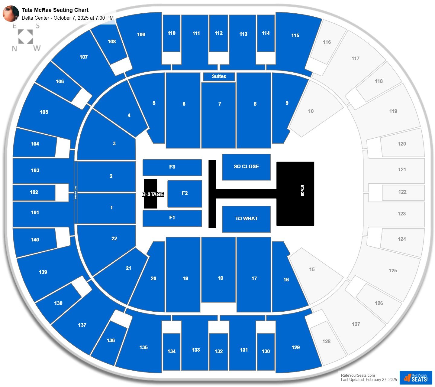 Tate McRae seating chart Delta Center