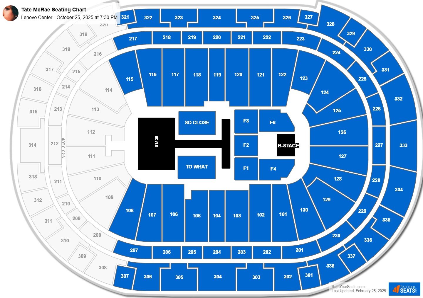 Tate McRae seating chart Lenovo Center