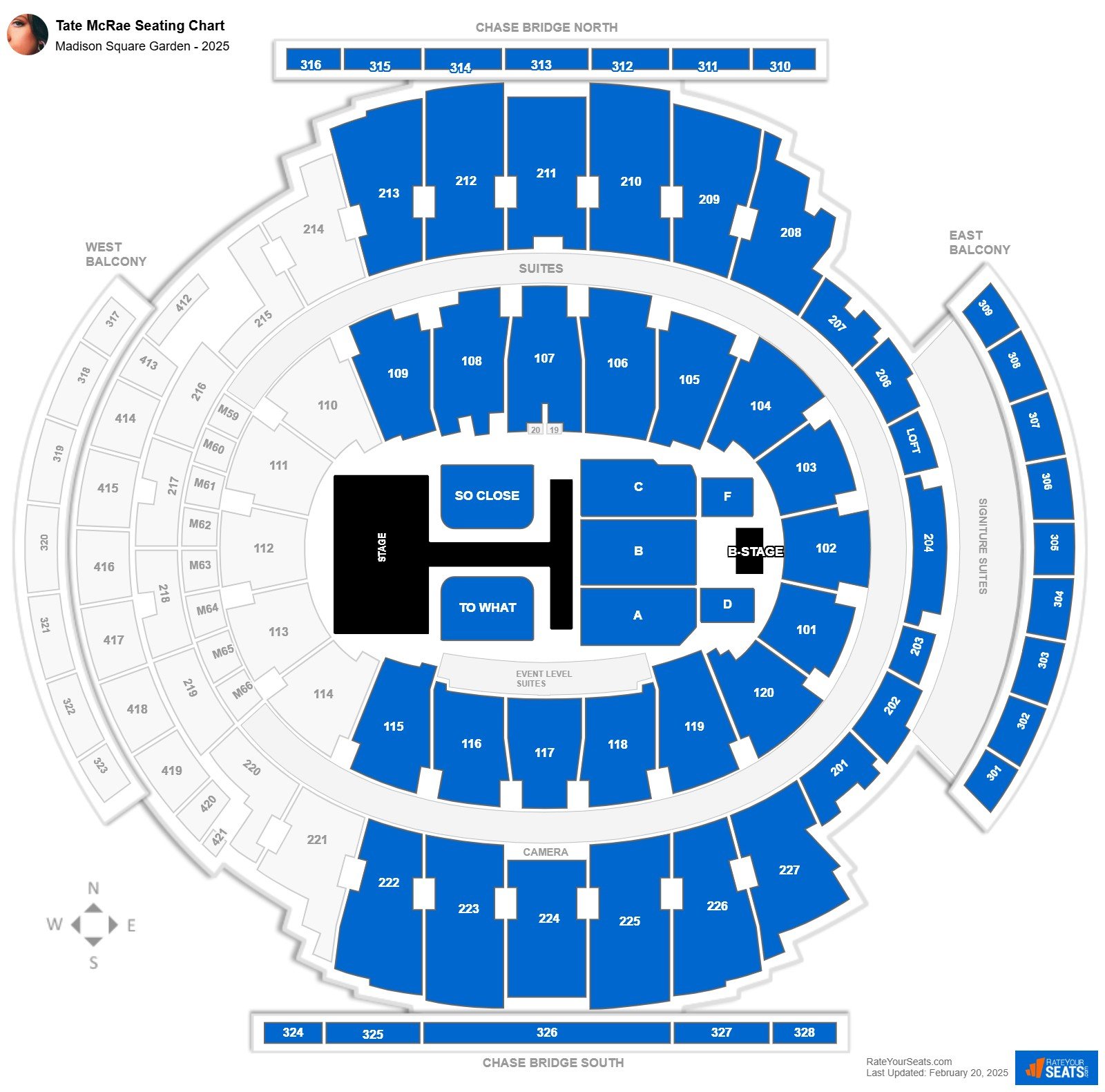 Tate McRae seating chart Madison Square Garden