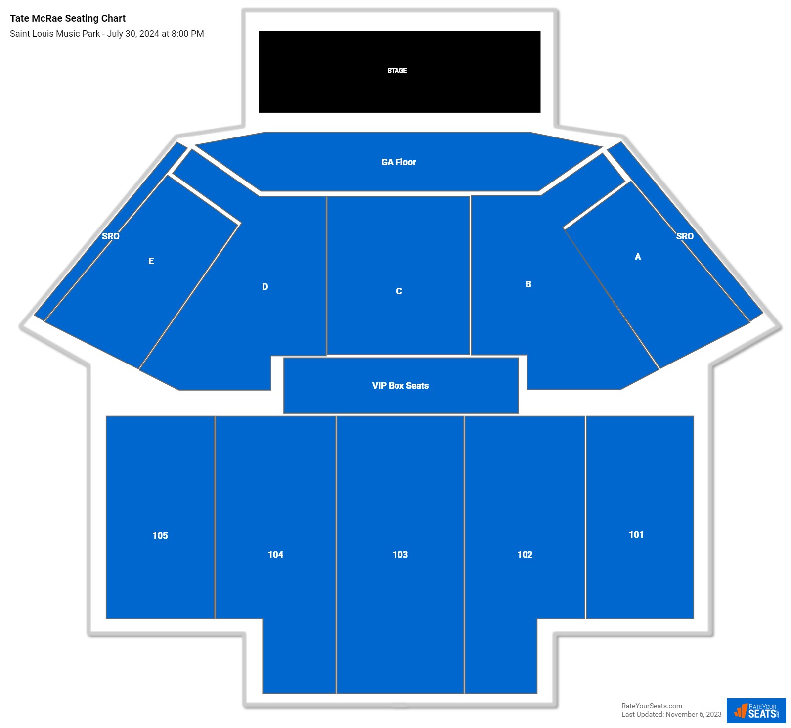 Tate McRae seating chart Saint Louis Music Park