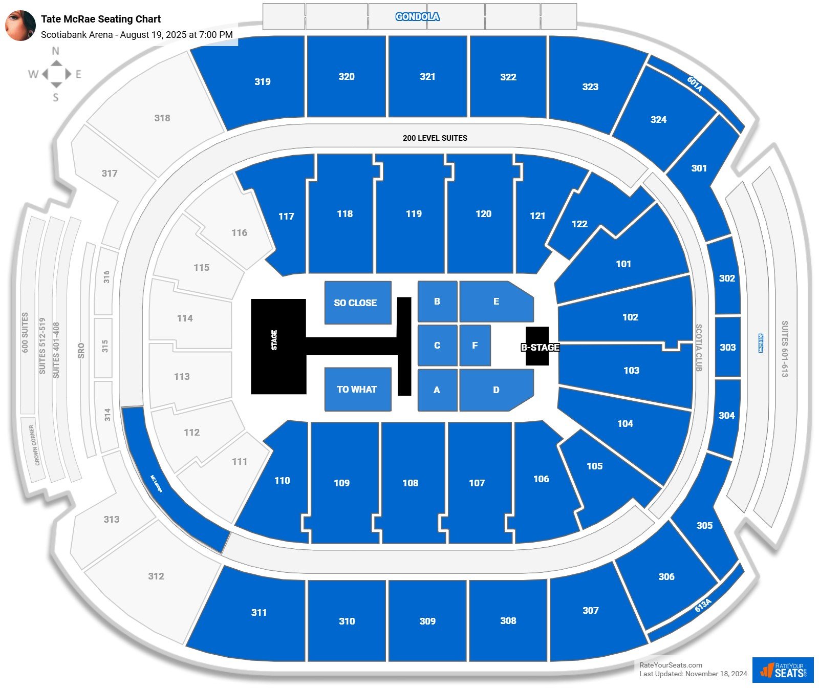 Tate McRae seating chart Scotiabank Arena