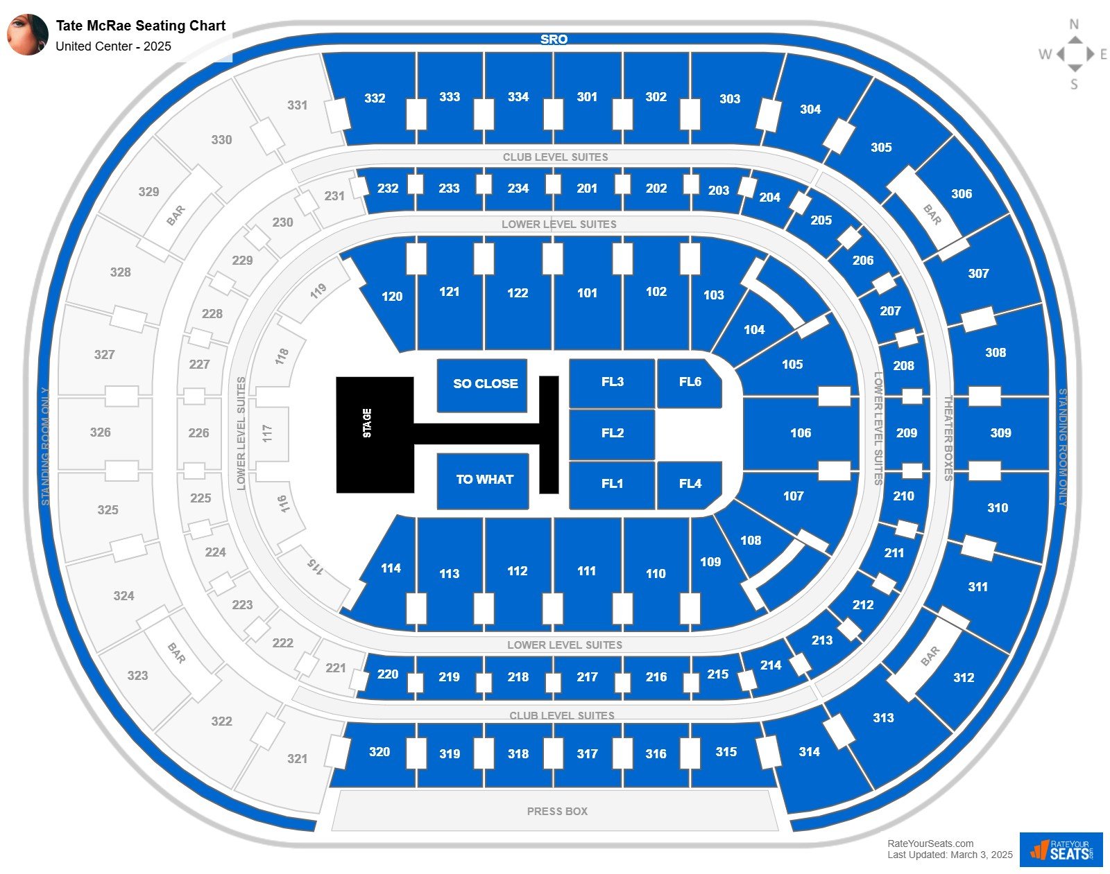 Tate McRae seating chart United Center