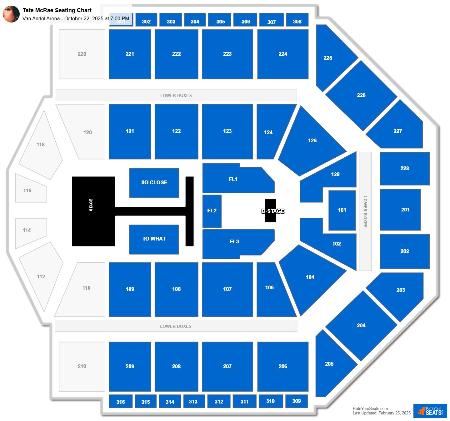 Tate McRae seating chart Van Andel Arena
