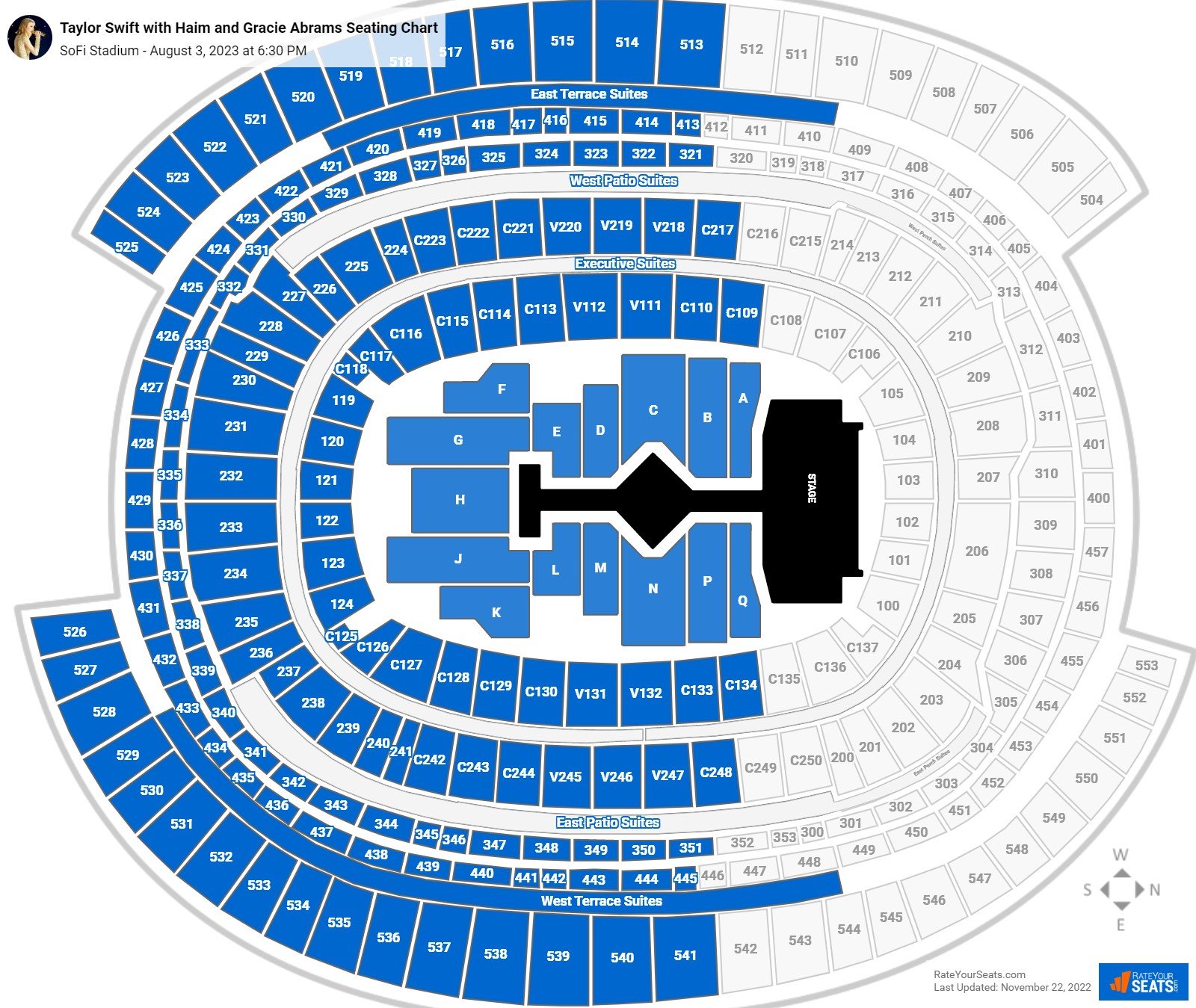 sofi eras tour layout