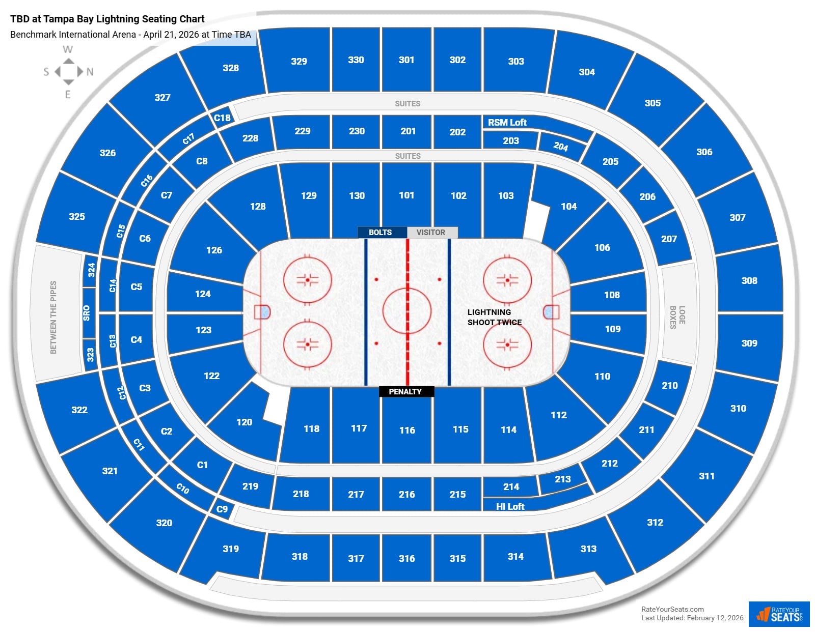 TBD at Tampa Bay Lightning seating chart Benchmark International Arena