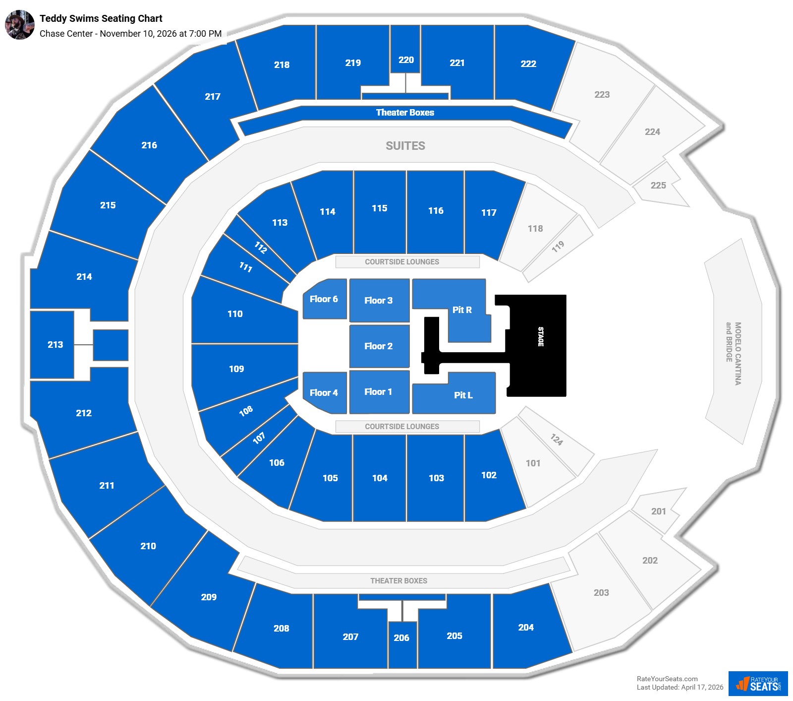Teddy Swims seating chart Chase Center