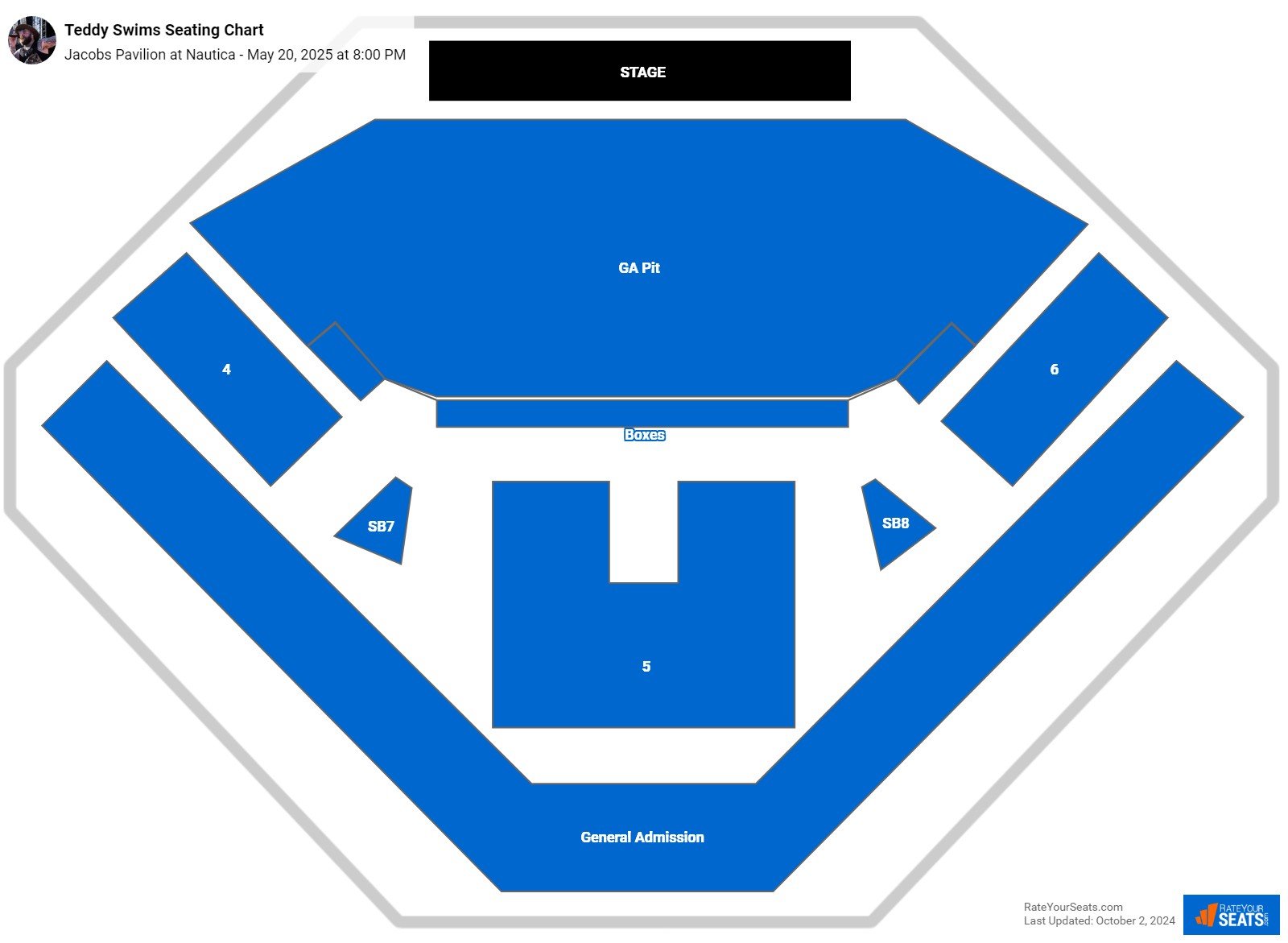 Teddy Swims seating chart Jacobs Pavilion at Nautica