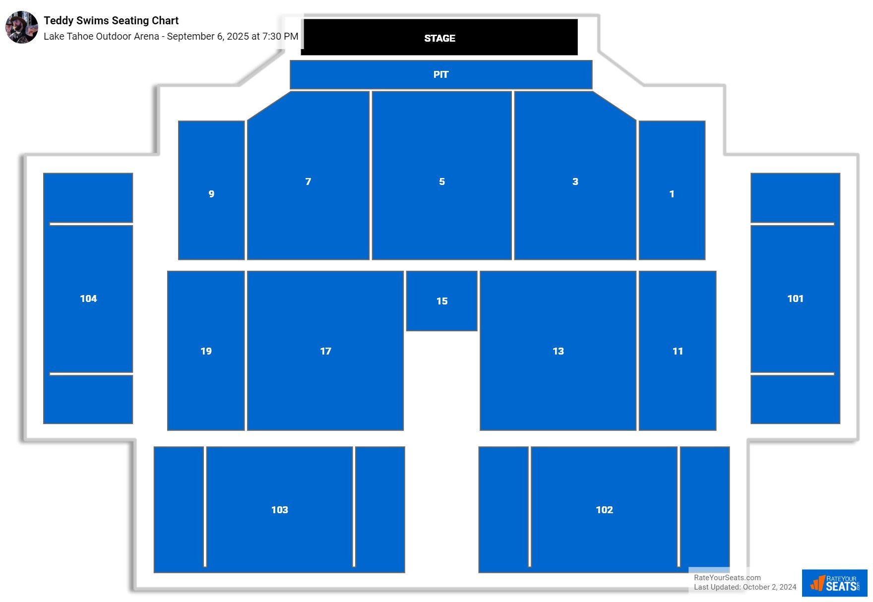 Teddy Swims seating chart Lake Tahoe Outdoor Arena
