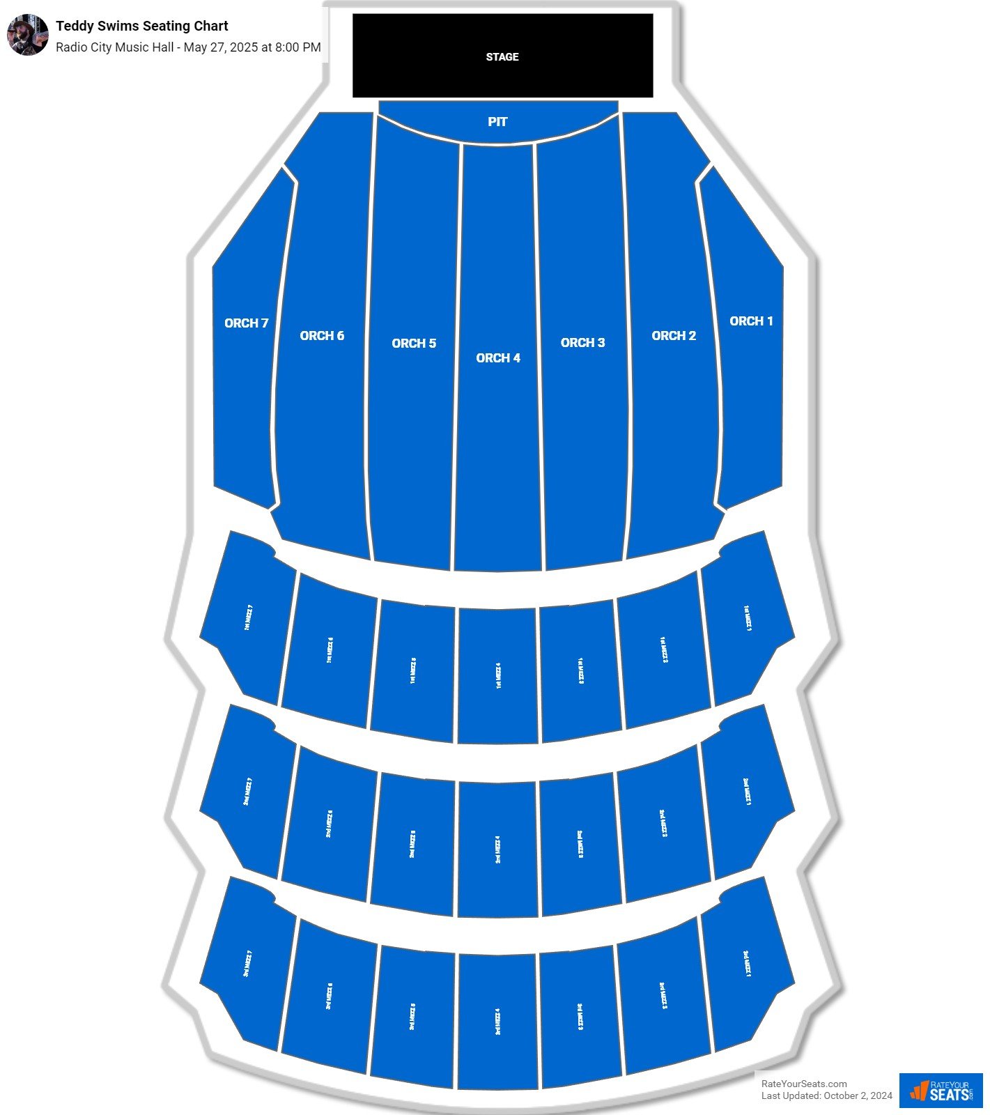 Teddy Swims seating chart Radio City Music Hall