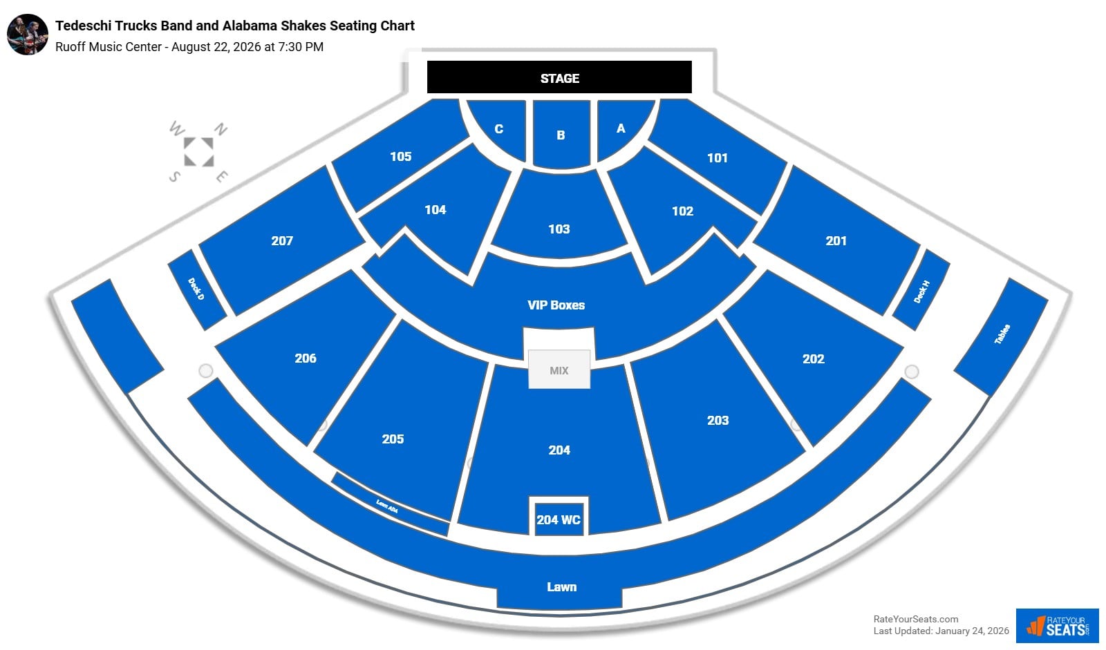 Tedeschi Trucks Band and Alabama Shakes seating chart Ruoff Music Center