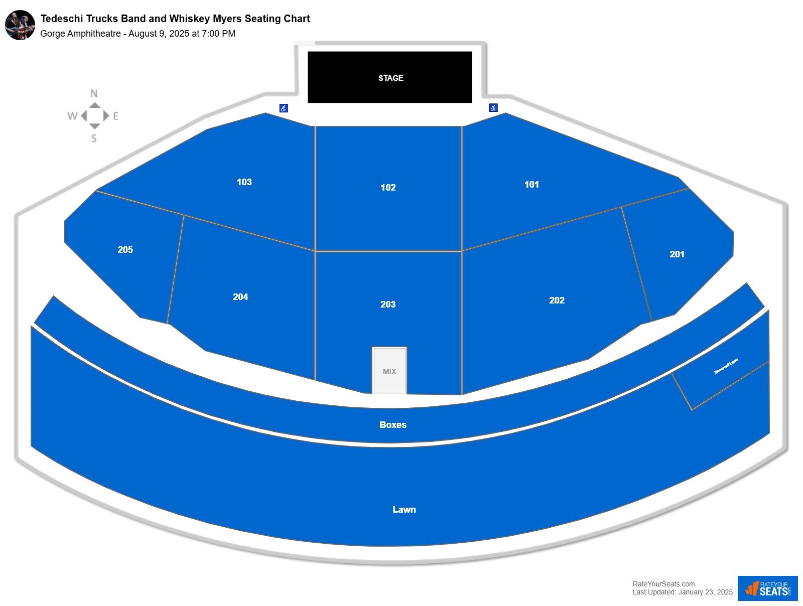 Tedeschi Trucks Band and Whiskey Myers seating chart Gorge Amphitheatre