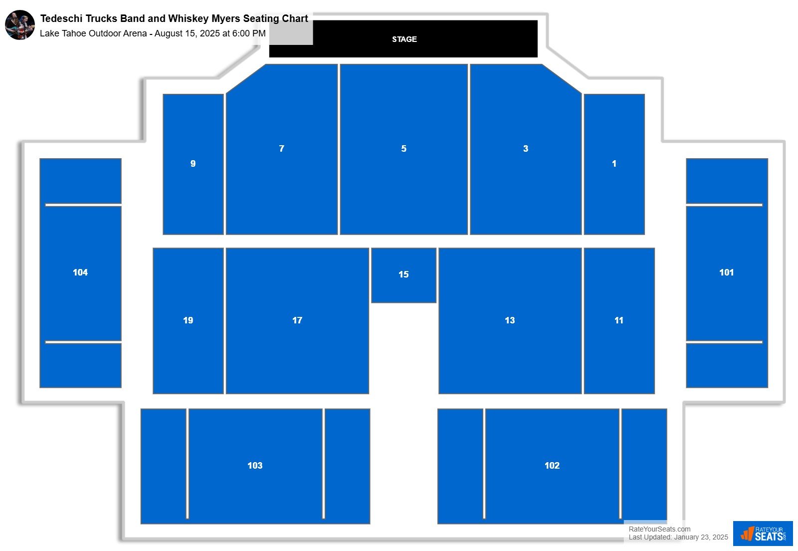 Tedeschi Trucks Band and Whiskey Myers seating chart Lake Tahoe Outdoor Arena